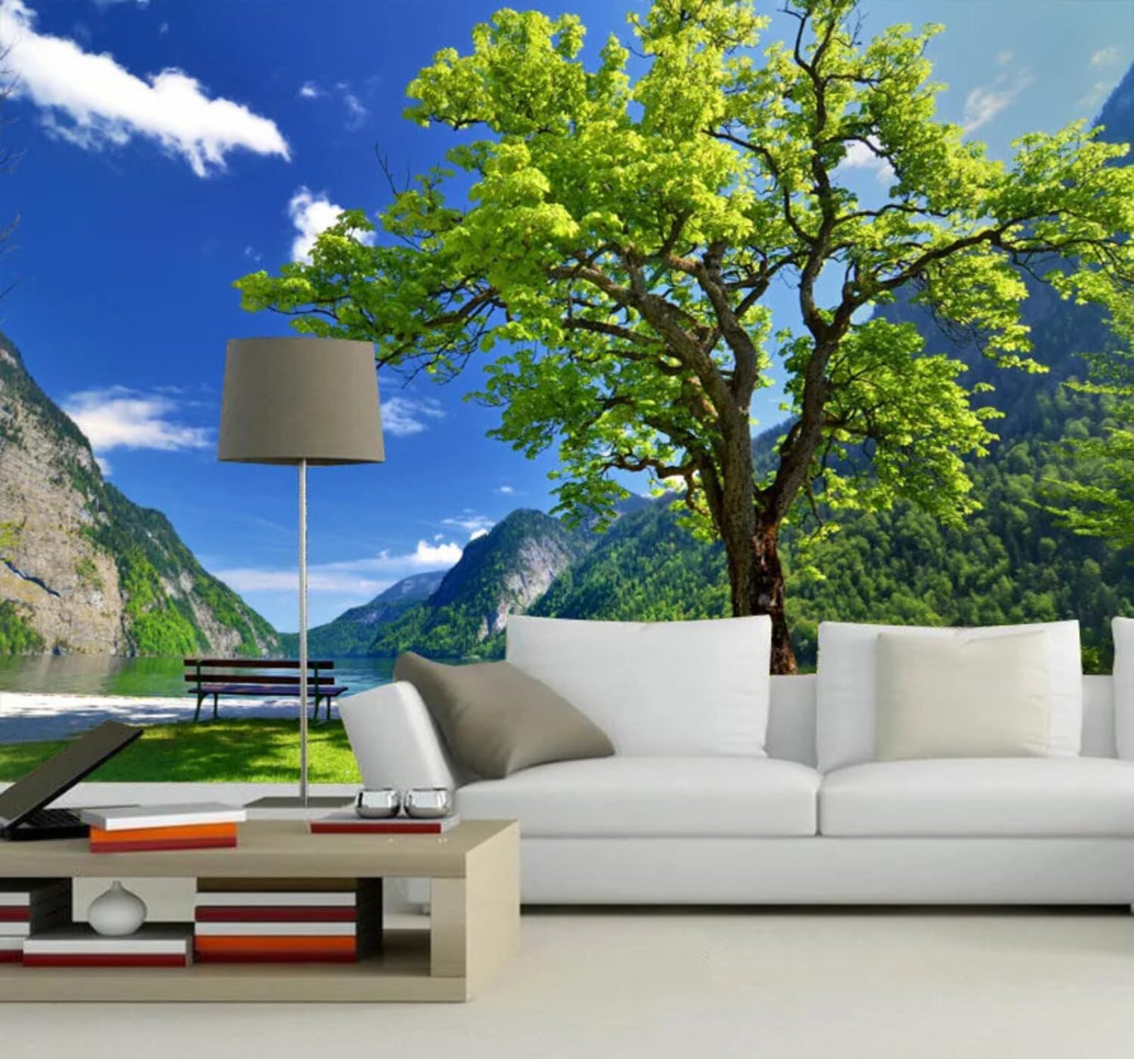 Wallpaper-3D-Xlm 250Cm×170Cm(B×H) Beautiful Natural Scenery Groves Lakes 3D Wallpaper Easy Install Feature Office Living Room Sofa Bedroom Tv Background Wall Decoration-250Cm×170Cm