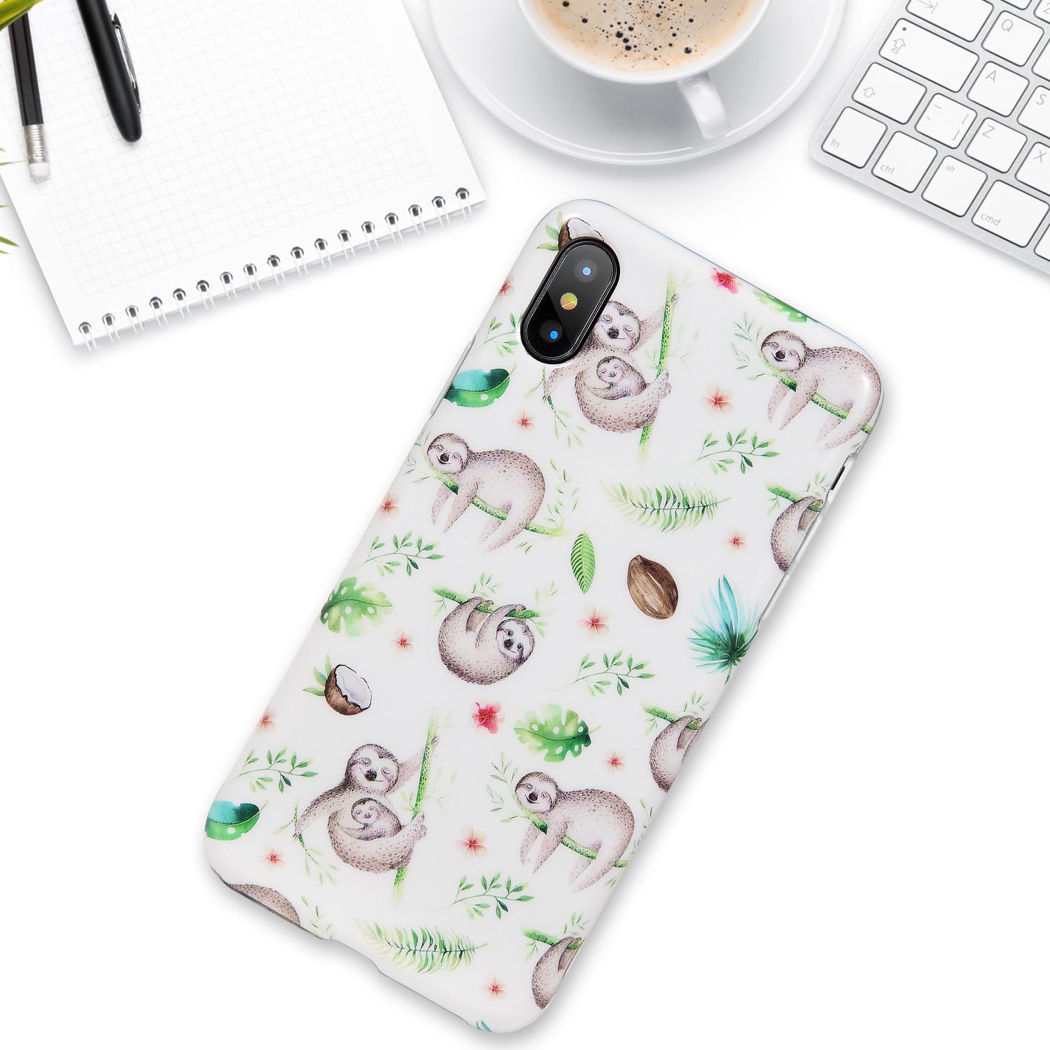 LUMARKE iPhone X Case,iPhone Xs Case,Cute Sloth for Girls Women Slim-Fit Glossy TPU Clear Bumper Flexible Soft Rubber Silicone Best Protective Phone Case Cover for iPhone X/iPhone Xs