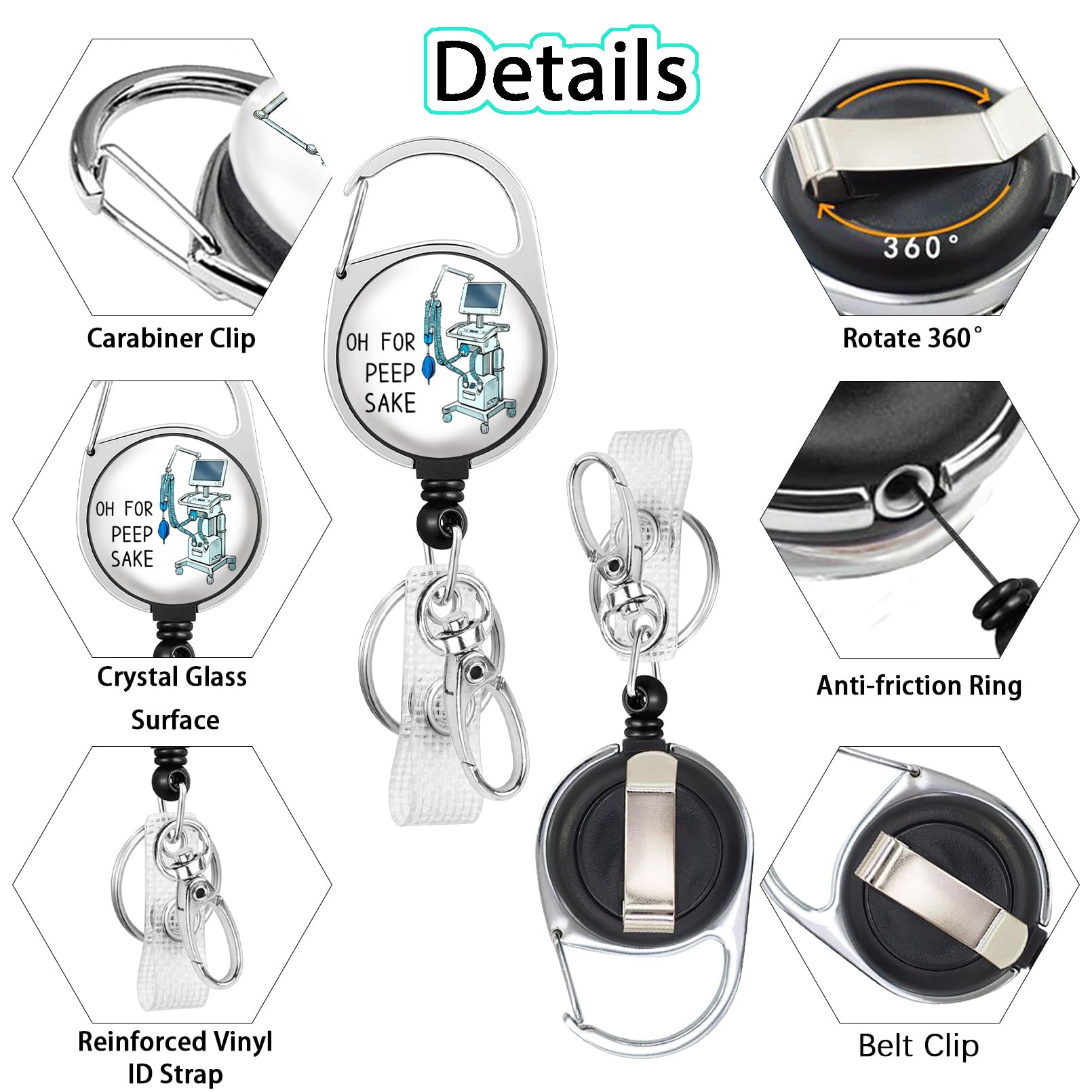 Funny Respiratory Therapist Badge Reel Holder Retractable Heavy Duty with 360° Swivel Carabiner Clip, RT Inhale RRT Badge Reel, Nurse Badge Holder Retractable Clip, Respiratory Therapist Gifts