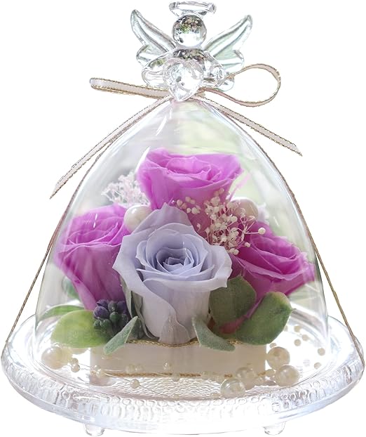 Amazon プリザーブドフラワー Ipfa ガラスドーム エンジェル プレミアム プレゼント 花 バラ ギフト 結婚記念日 誕生日 女性 フラワーギフト 薔薇 ラベンダー ライラック プリザーブドフラワー オンライン通販