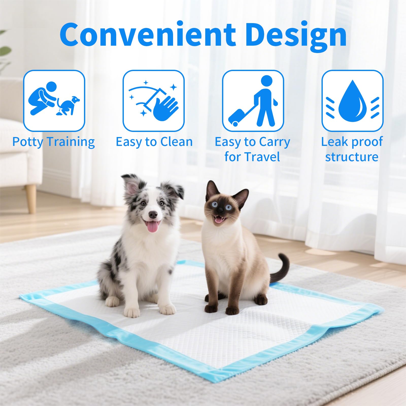 100 Piezas Empapadores Perros, 60 × 60 cm Almohadillas de Adiestramiento de Cachorros, Almohadillas Bebe Adopta un Diseño Impermeable de 6 Capas, Que Puede Absorber Rápidamente la Humedad