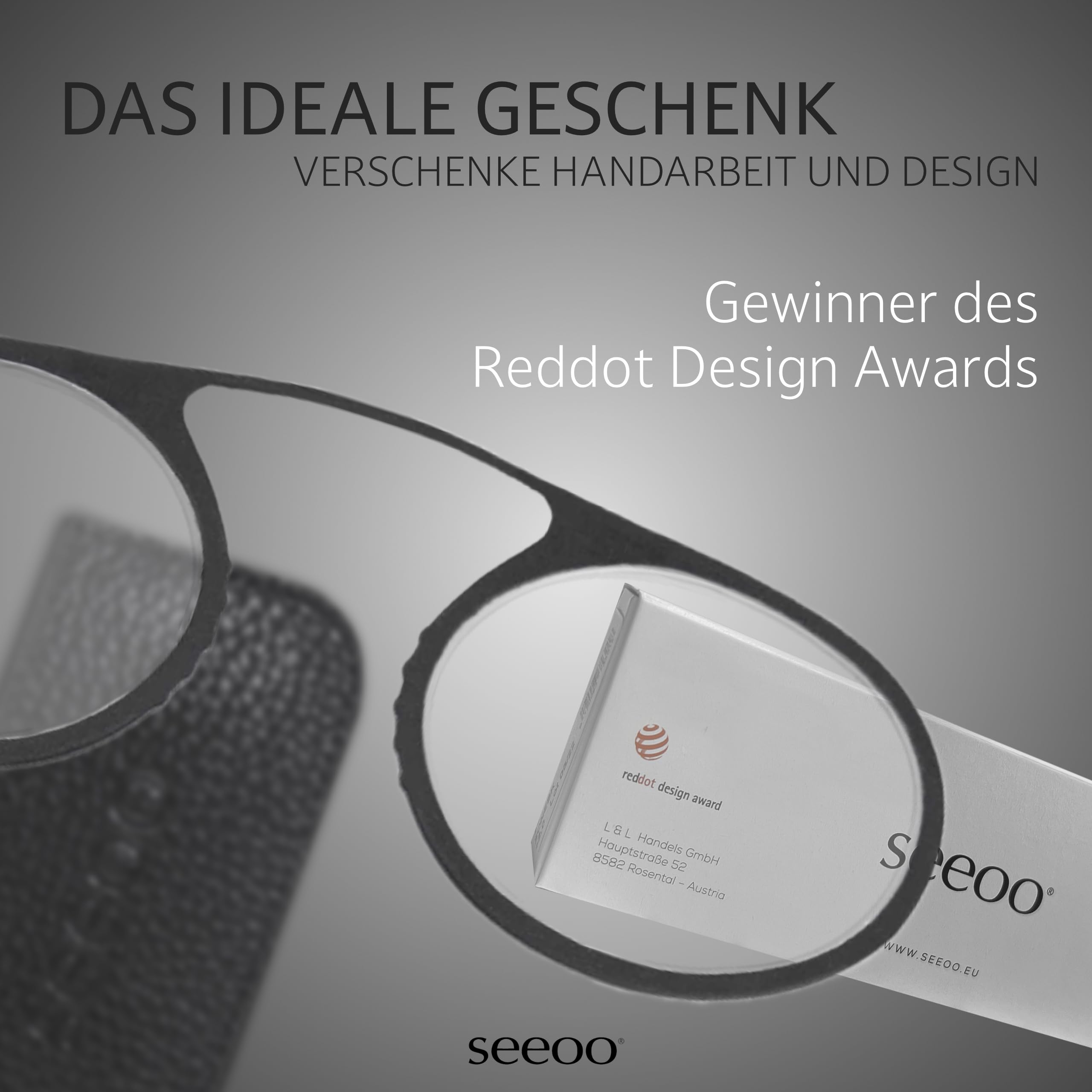 seeoo One - Kompakte Bügellose Mini Lesebrille vom Optiker +1.50, +2.00, +2.50 – Ideal für Reisen & Unterwegs, Inklusive Etui – Leichte, Tragbare Sehhilfe, Perfekt für den Alltag