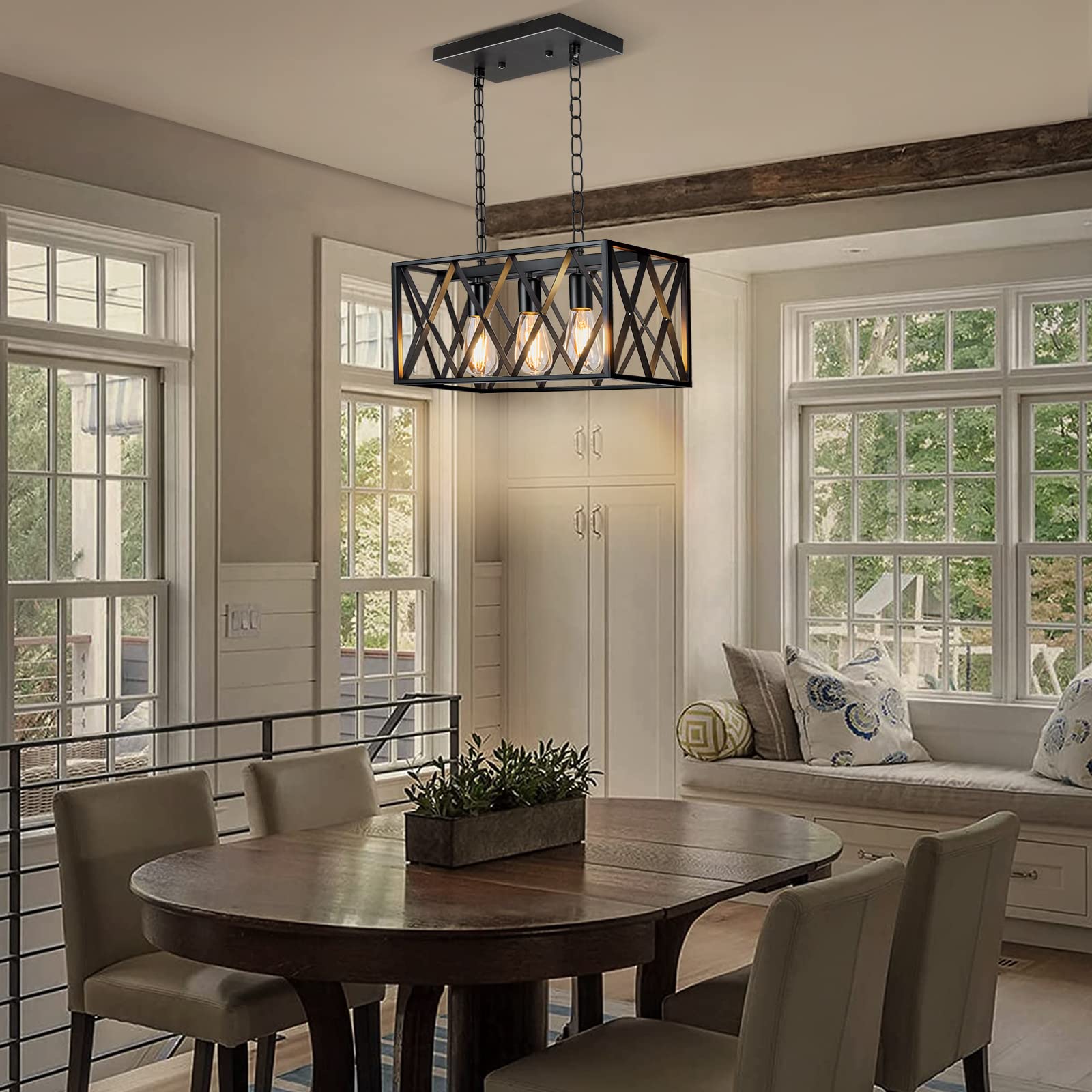 Industrial Kitchen Island Pendant Lighting, Rectangular