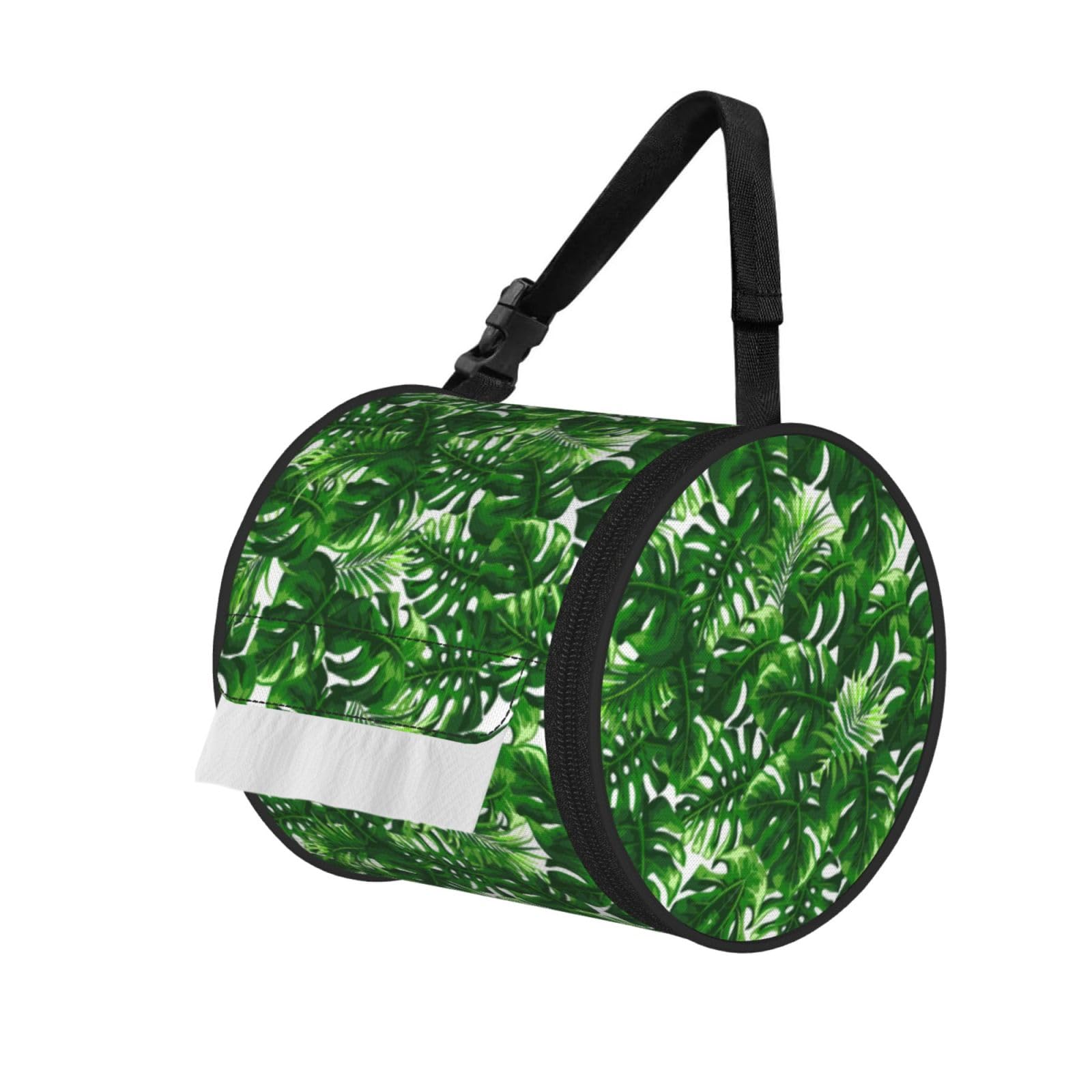 Monstera Deliciosa Banana Palm Printed Pet-Proof Toilet Roll Bag, Durable Oxford Cloth with Handle for Travel Tent Kitchen
