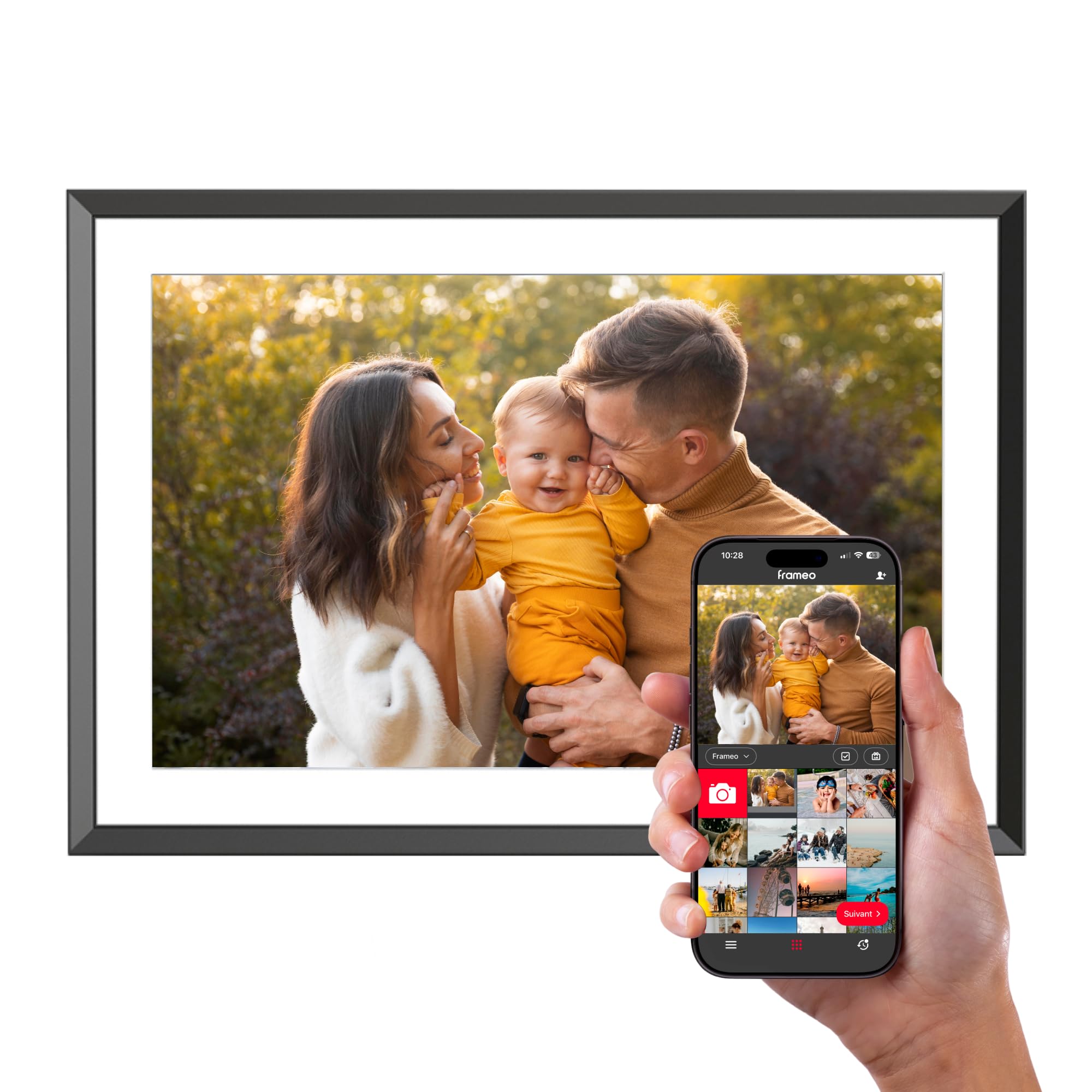 AGFA Photo – Digitaler Fotorahmen HD WiFi Realiview 10 Zoll 32 GB, Touchscreen, Wetter, Uhr, Wandmontage, Internetverbindung, Multimedia-Anzeige, Auflösung 1200 × 800 – APF1000 WLAN – Schwarz