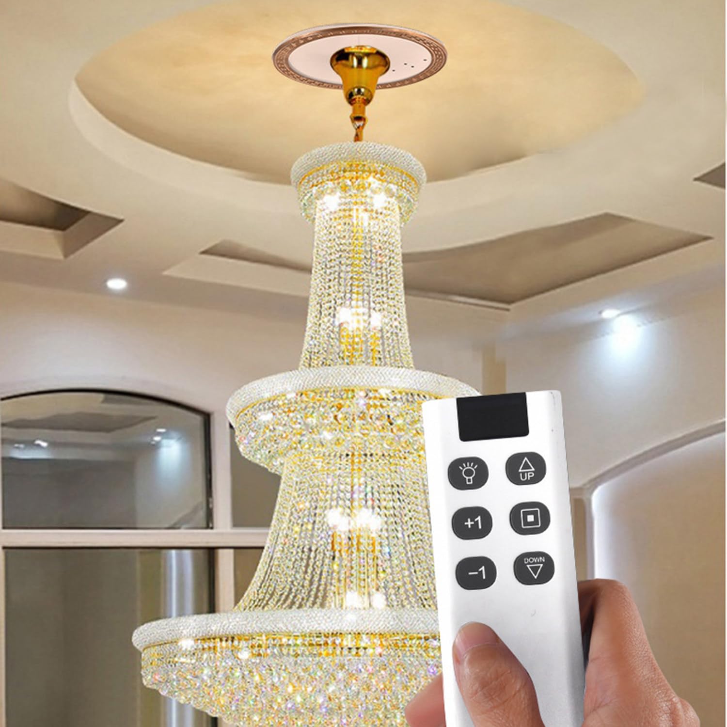 Jozyjul Multicolor Electric Chandelier Hoist Chandelier Hoist Lifter With Remote Control & Steel Wire Rope For Chandelier Light Fixture Installation & Maintenance 40Kg