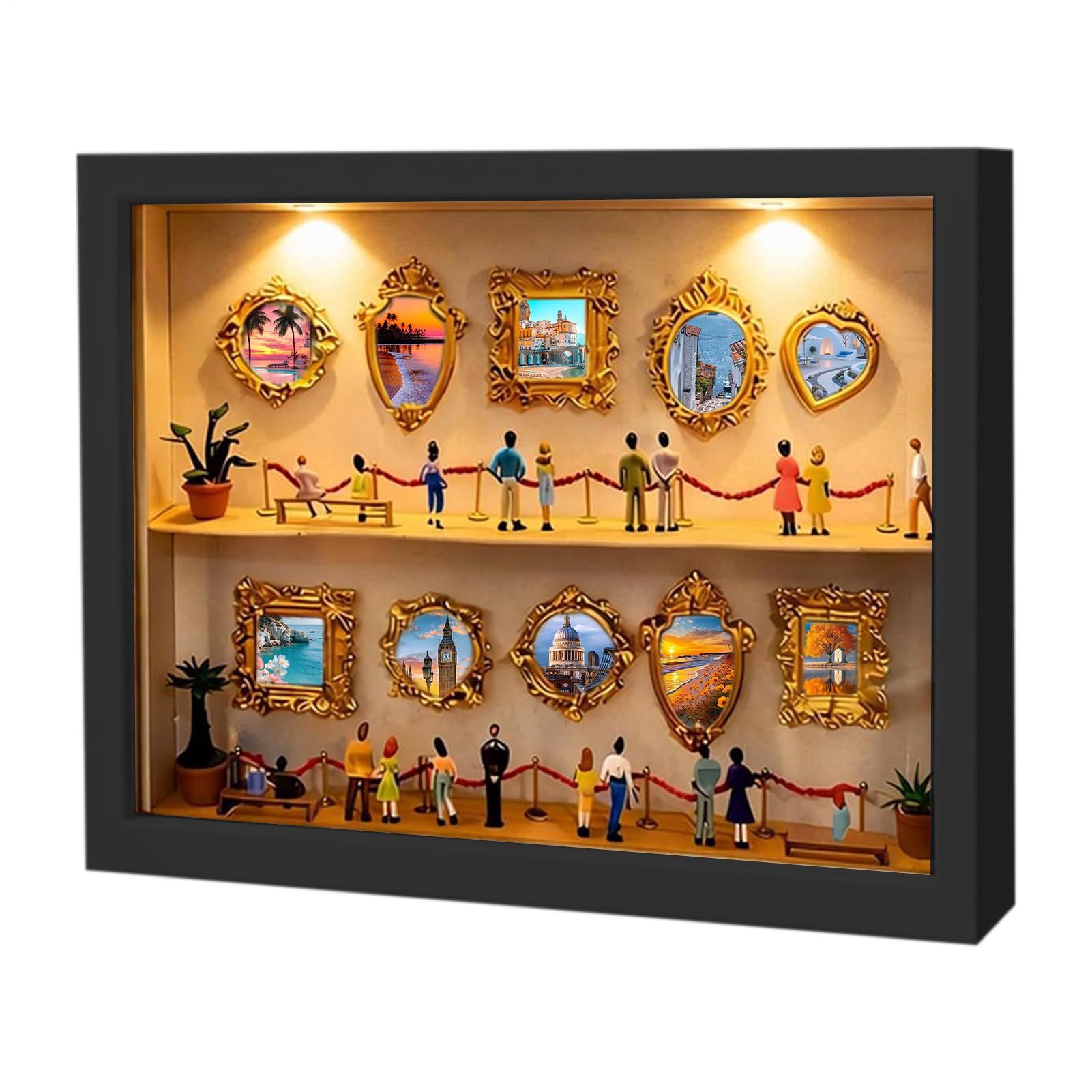 Scatola Da Museo Fai-da-te - Cornice Silhouette A Doppio Strato | Museo Di Noi In Miniatura In Legno, Esposizione Di Foto Per La Laurea, Natale, Festa Di Compleanno, Matrimonio, Coppia, Lei, Lui,