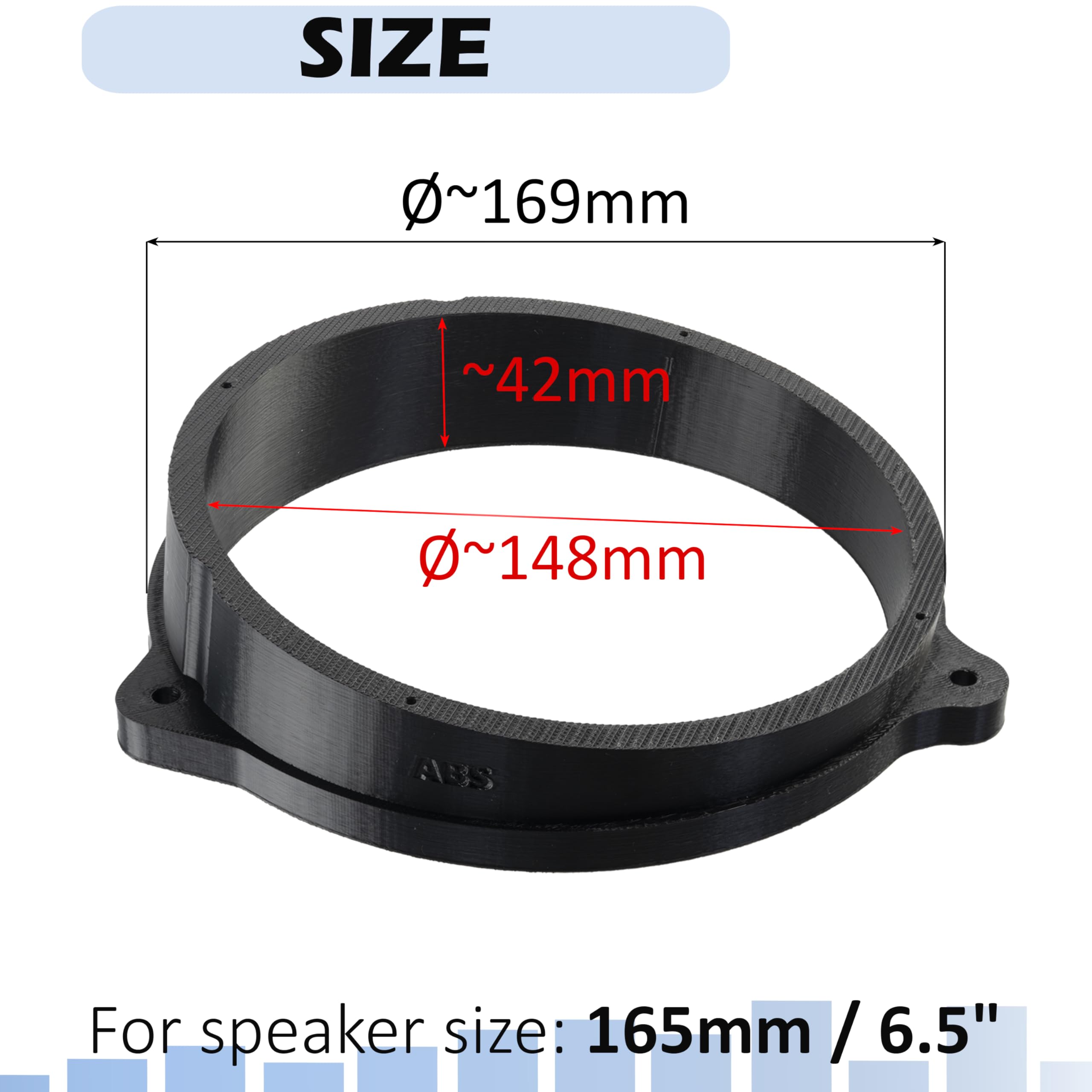 Aerzetix Set di 2 adattatori per altoparlanti Ø165 mm compatibile con Mercedes CLK A208/C208 Cabriolet/Coupé