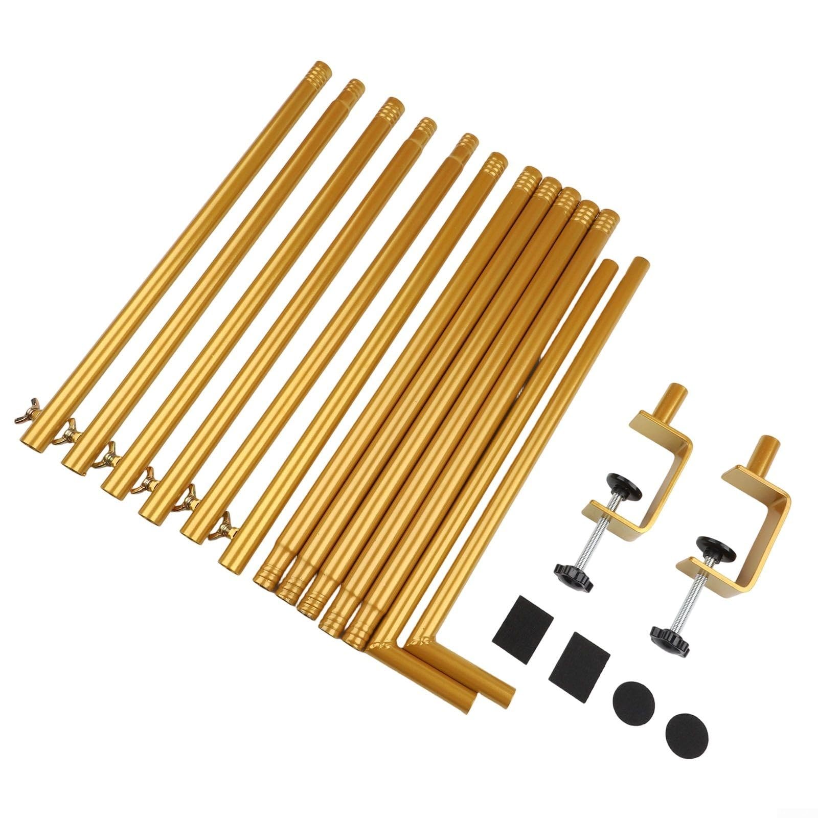 Soporte de barra de metal con dimensiones ajustables para decoración de mesa en varios tamaños y diseños de lugar (dorado)