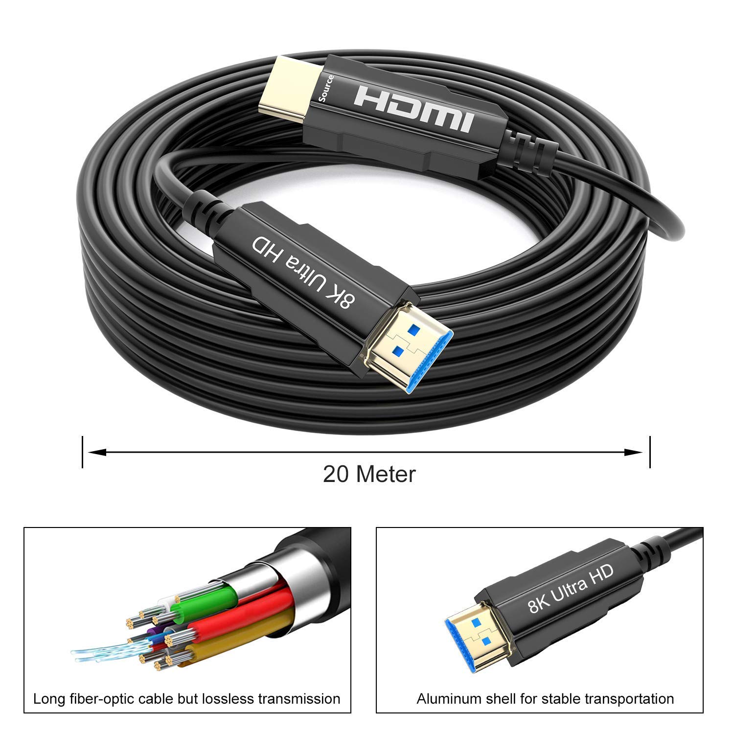 Amazon | CableDeconn 光ファイバー HDMI 2.1 ケーブル 光デジタル