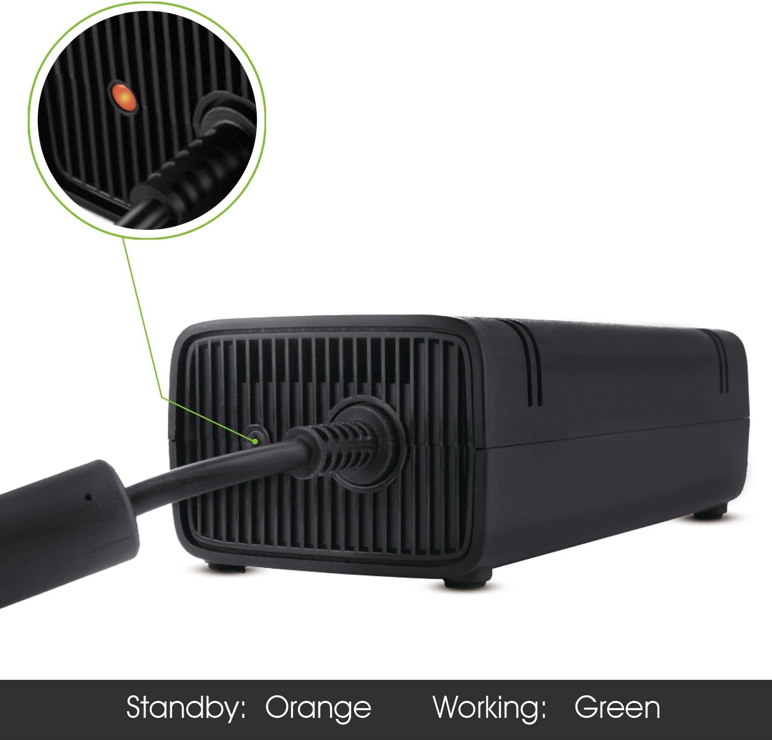 YCCTEAM Xbox 360 E Power Supply, Power Supply Cord AC Adapter Replacement Charger for Xbox 360 E, 100-240V Auto Voltage, Black