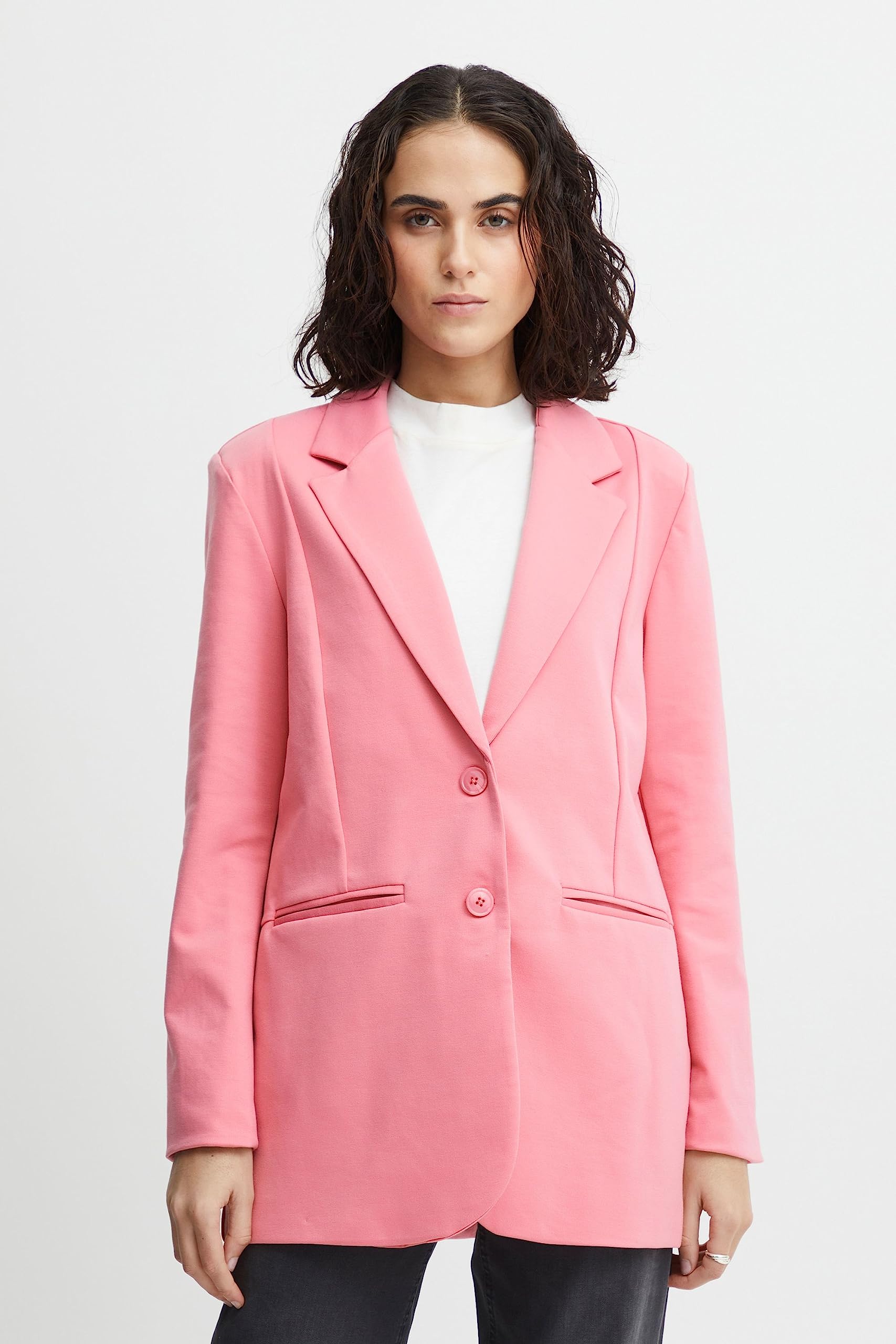 ICHI IHKATE SUS Oversize BL Damen Blazer Longblazer Jacke Long-Blazer mit Knöpfen Stretch und Reverskragen