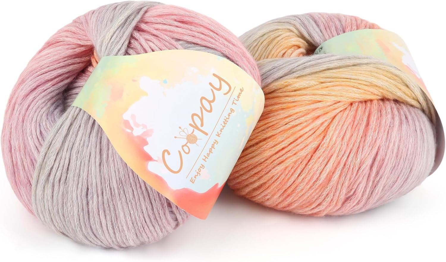 Coopay Farbverlaufsgarn, 200g (2x100g) Wolle zum Häkeln, Mehrfarbiges Gradient Häkelgarn