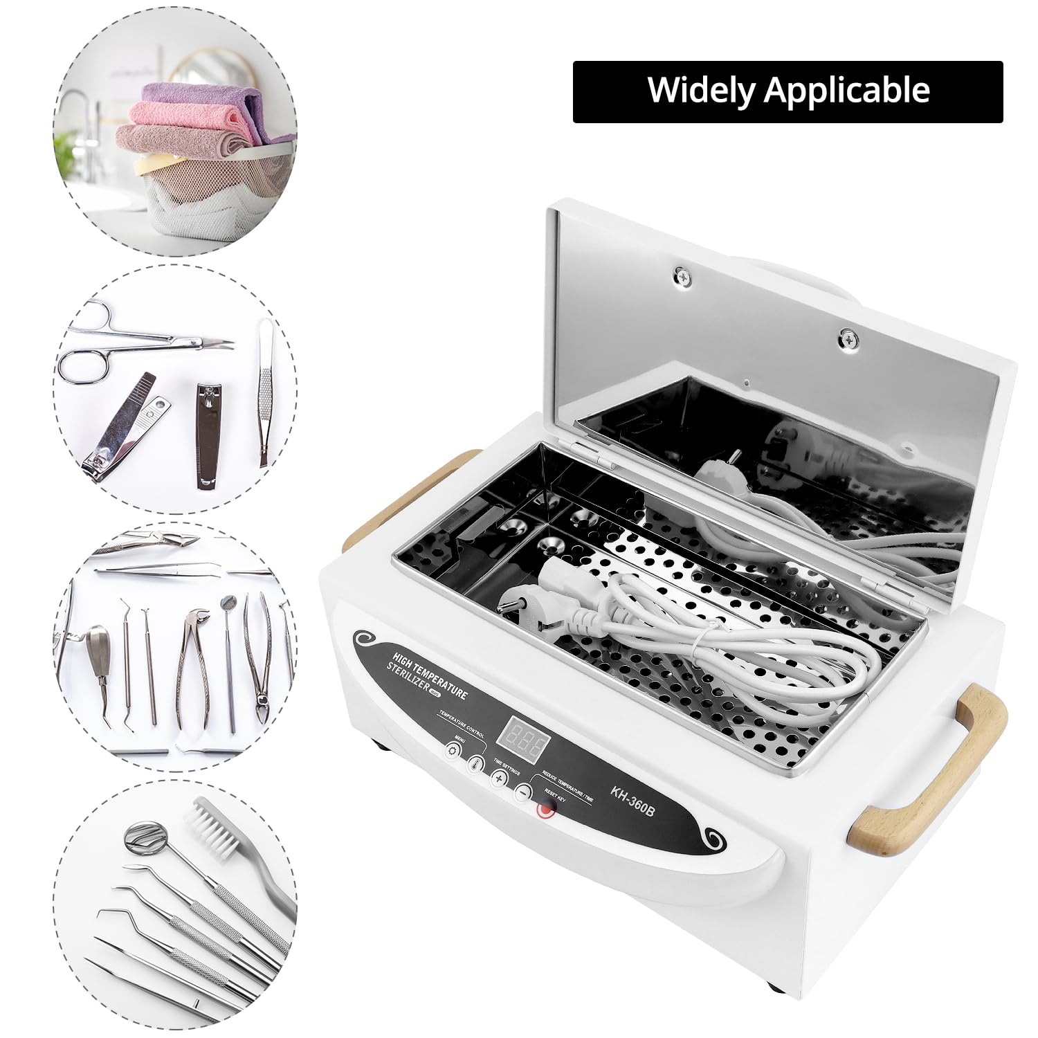 QWORK® Desinfección esterilizadora de aire caliente 500W, para salón de uñas, peluquería, temperatura máxima 250°