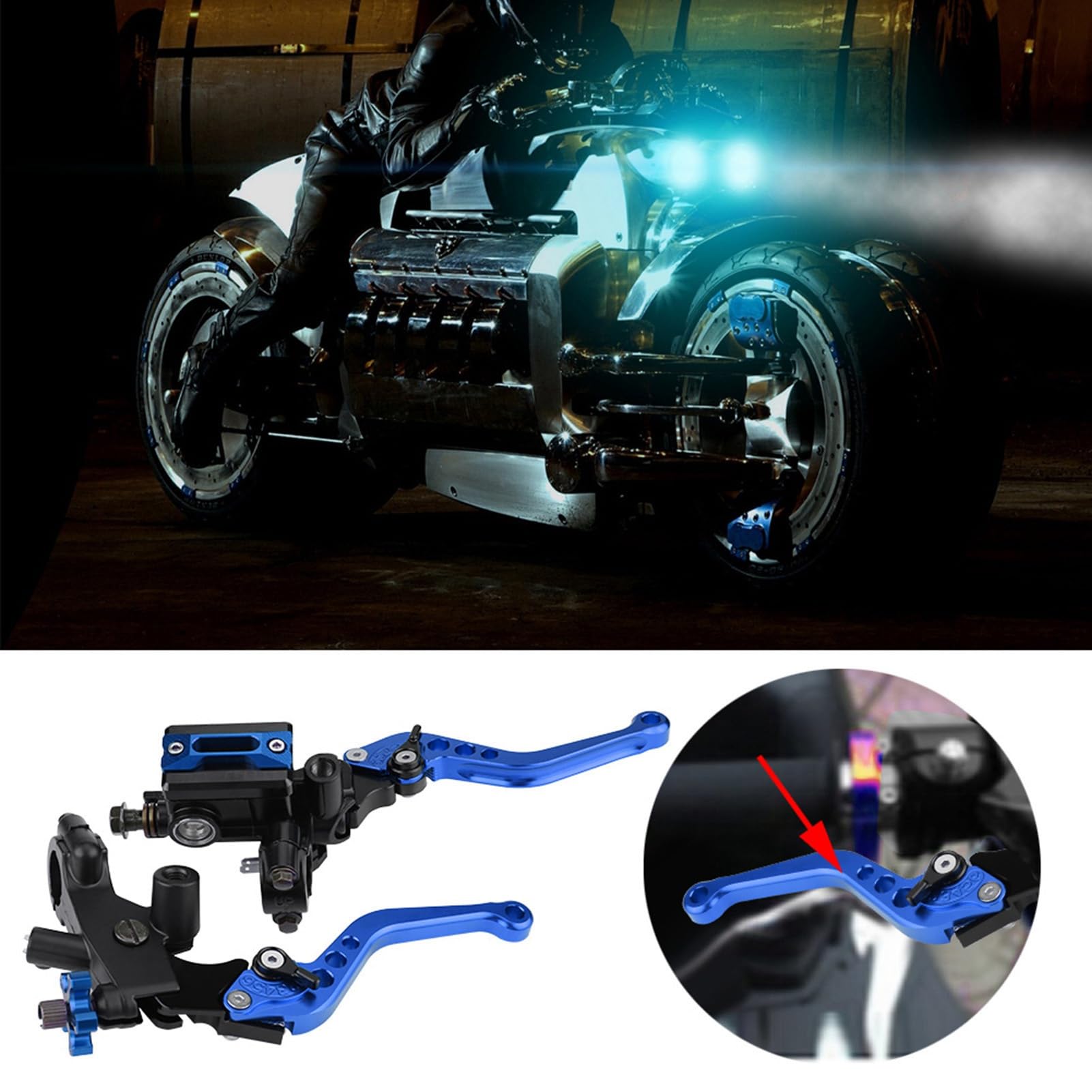 Leviers de réservoir de maître cylindre d'embrayage de frein de moto 1 paire 7/8 Inch(22mm) universel pour accessoire de voiture(Bleu) , Freins , Tambours de frein et accessoires
