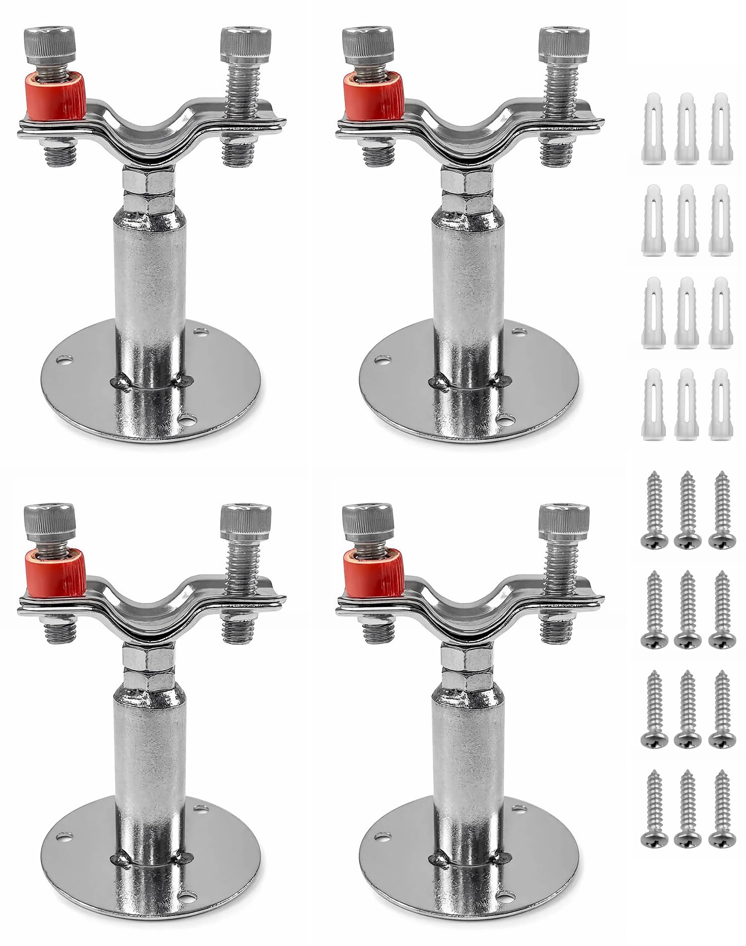 QWORK Adjustable Stainless Steel Pipe Support Bracket Kit - Compatible with 1" Pipes - Wall and Ceiling Mounting Options - Includes 4 Support Brackets, Screws, and Anchors, WD30612 โ image 1