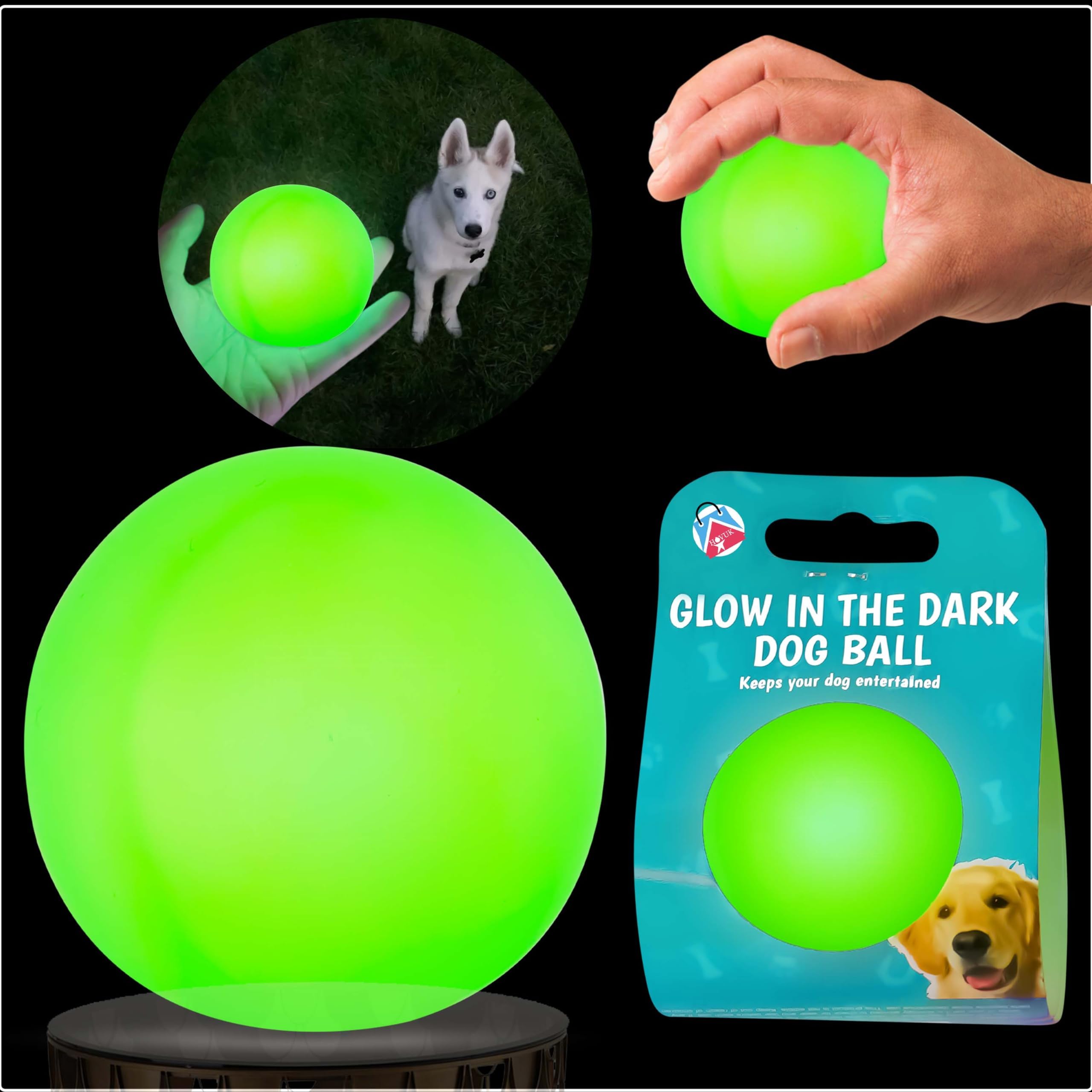 SRV Hub Green Glow in the Dark Ball for Dogs - Night Time Glowing Fetch Toy, Perfect for Playtime and Outdoor Adventures, Size 6.5cm
