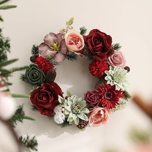 Miniatura 60 de YYHUAWU Juego de flores artificiales, caja de hojas de flores falsas con tallos para ramos de boda, centros de mesa, arreglos florales, decoración