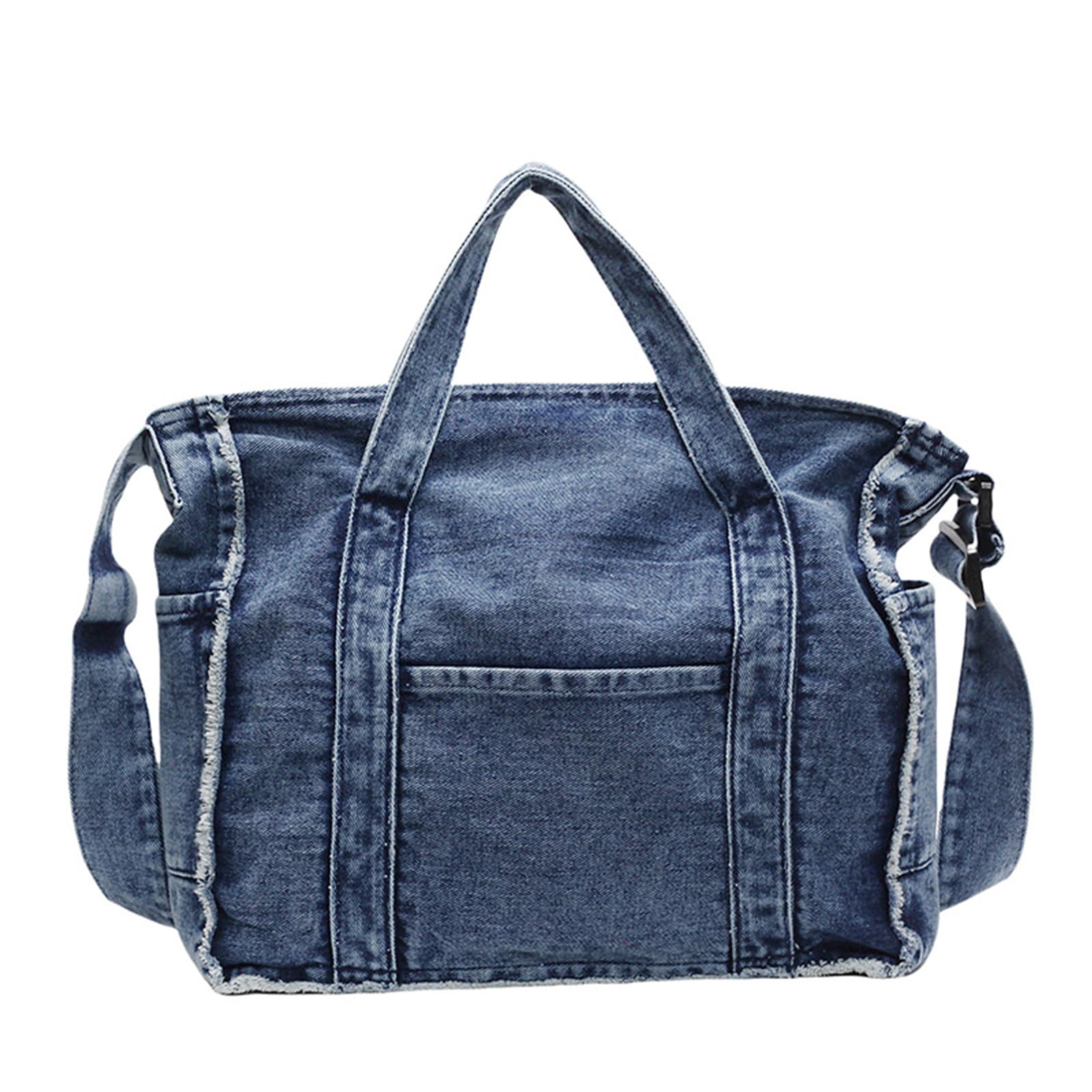 Extolove Denim Tote Bags for Women Jean Purse Casual Denim Handbag Large Capacity Crossbody Shoulder Bag