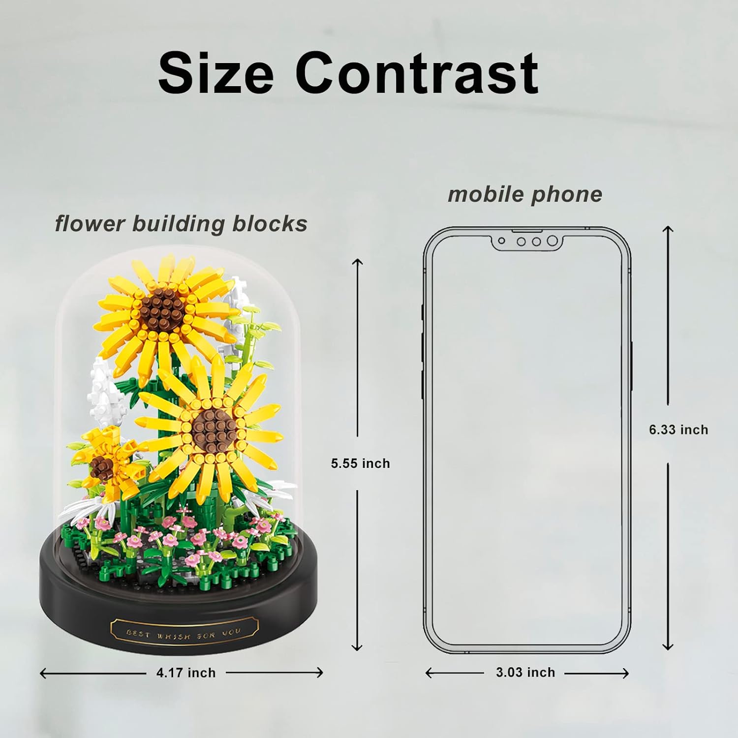 Sunflower Flower Bouquet Set,Mini Bricks Botanical Collection Flowers Building Blocks,Artificial Plant Bonsai Tree Friend Set,New Year Valentines Birthday Gift for Mom Girls Women Adults