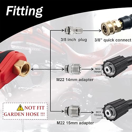 Miniatura 3 de Pistola y manguera de lavado a presión, manguera flexible de 50 pies y 14 pulgadas, con conexión rápida M22 de 0.551 in a 38 pulgadas