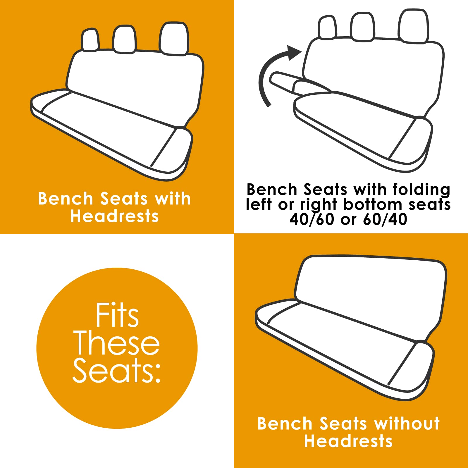 LPI Truck Bench Seat Cover Fits All Full-Size Silverado F-150 Ram Sierra Titan Tundra Pickup Trucks; Folding Bench or Standard Bench Seats; Premium Faux Leather, Black (1370036LT)