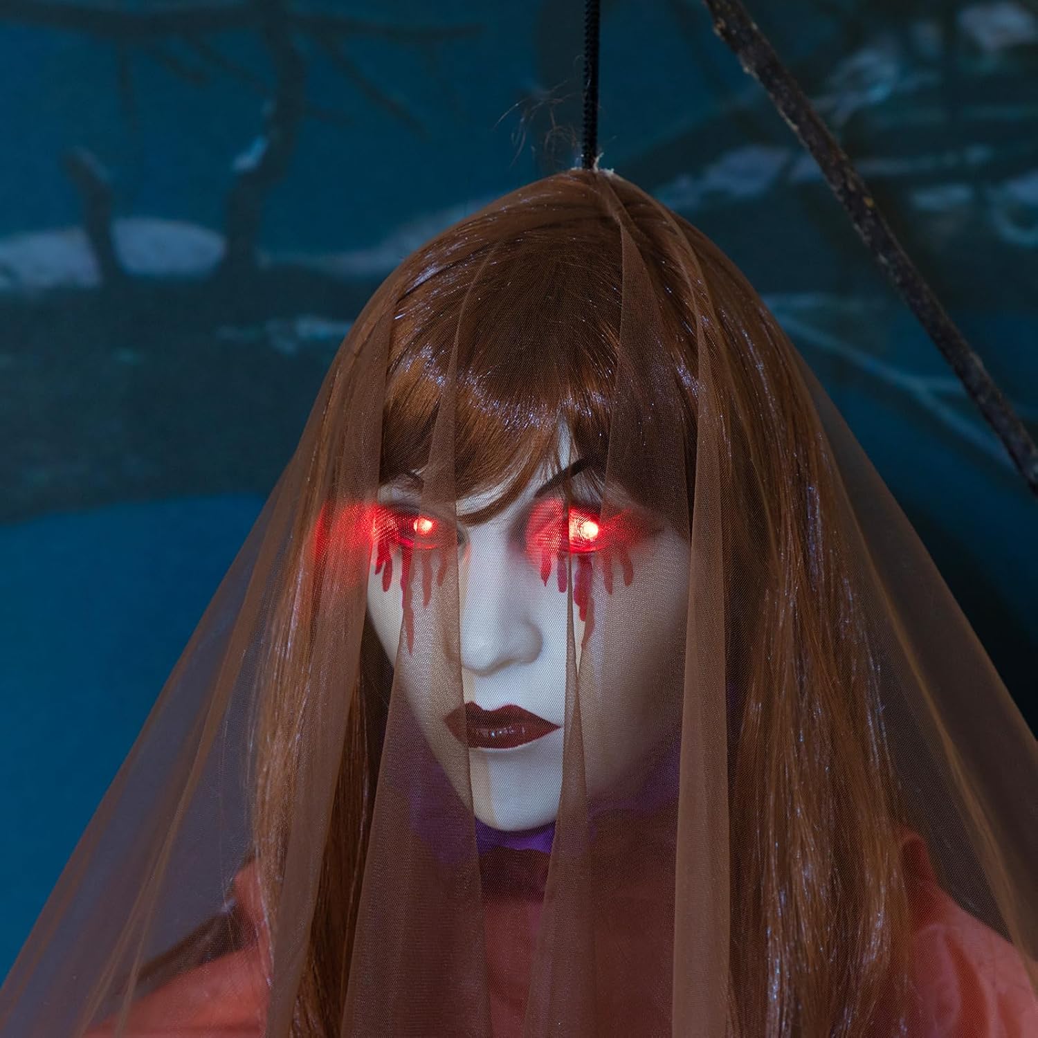 HollyHOME Halloween Hanging Ghost Sound Activated Ghost Girl with Red Glowing Eyes and Creepy Screaming Sound Halloween Outdoor Haunted House Decorations 45 ‘’ HollyHOME Halloween Hanging Ghost Sound Activated Ghost Girl with Red Glowing Eyes and Creepy Screaming Sound Halloween Outdoor Haunted House Decorations 45 ‘’