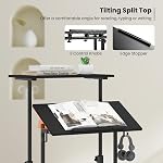 Tangkula Mobile Standing Desk Stand Up Desk, Height Adjustable Computer Desk with Standing & Seating 2 Modes, Tilting Tabletop & Flexible Wheels, Rolling Laptop Cart Sit Stand Desk