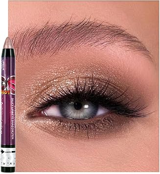 Champagne Gold Shimmer Eyeshadow Stick, Pearlescent Brown Cream Eye Shadow, Bronzer Glitter Eyeshadows Pencil Crayon Brightener Pen, High Pigmented Eyeliner, Smooth Color for Makeup