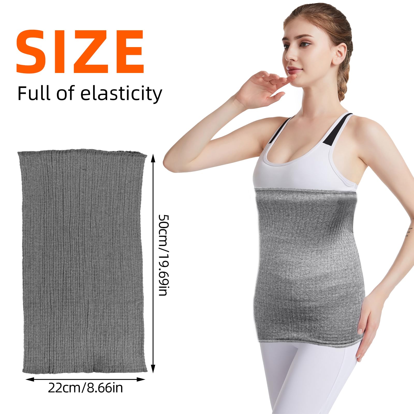 Calentadores Lumbares Elástico para Mujeres y Hombres Calentador de Cintura Suave y Fino Cinturón Térmico para Riñones (Gris Oscuro)