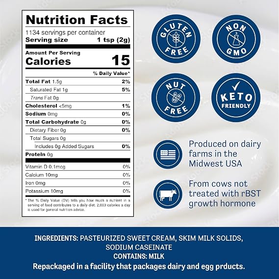 Judee's Gluten Free Heavy Cream Powder - Keto-Friendly Powdered Coffee Creamer - Shelf-Stable Powdered Creamer for Sauces & Soups - Whippable Mix for Fresh Whipped Cream - 5 Pound - Pack of 1