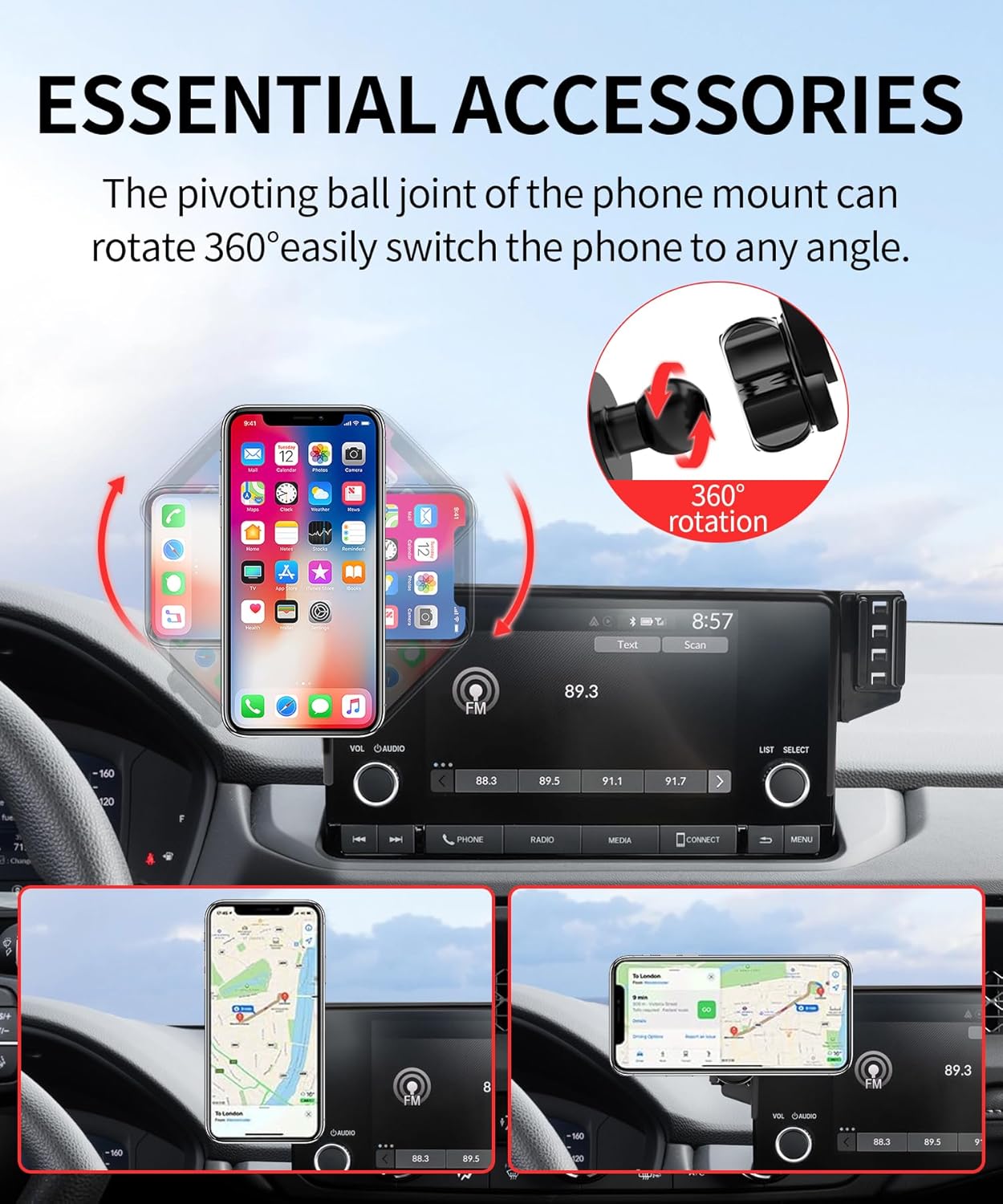 Car Phone Holder for Honda Accord 2023-2026 Accessories 7/9-Inch Screen Fixed Clip, 360° Rotation Phone Mount Compatible with MagSafe, Cell Phone Holder That Does Not Affect Air Vent