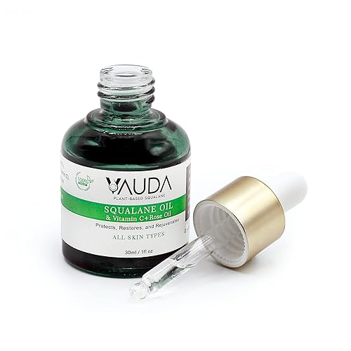 VAUDA Aceite de escualano 100% para la cara con vitamina C y aceite de rosa - 1.0 fl oz aceites faciales antienvejecimiento e hidratantes para