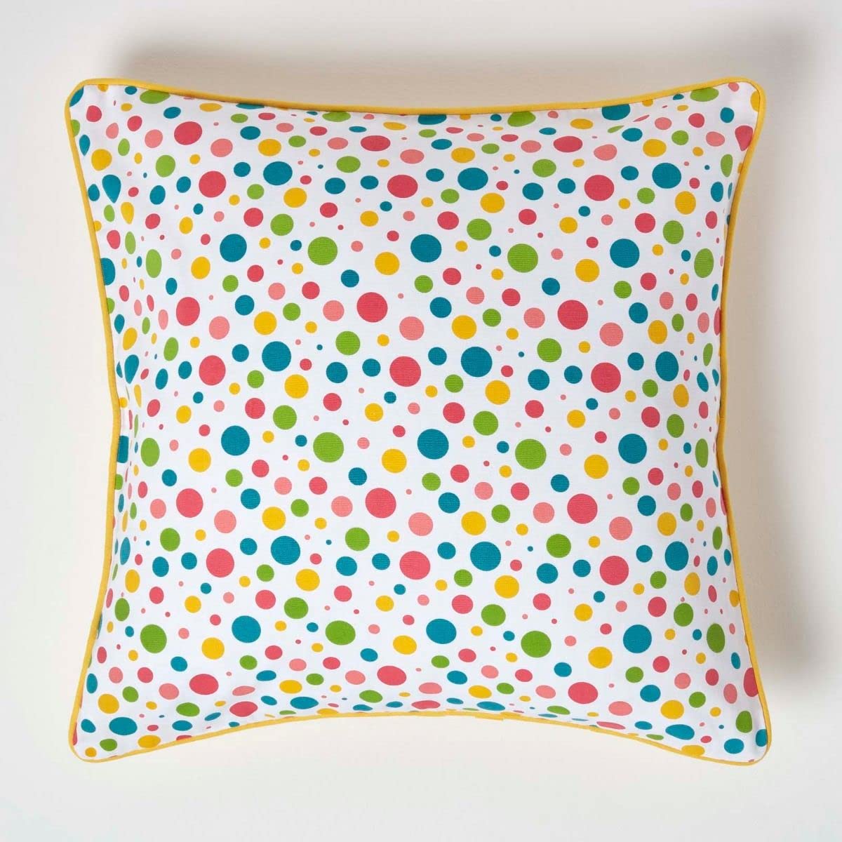 Homescapes Unisex Multicolor Cotton Multi Colour Polka Dots Cushion Cover | Size: 45 Cm X 45 Cm