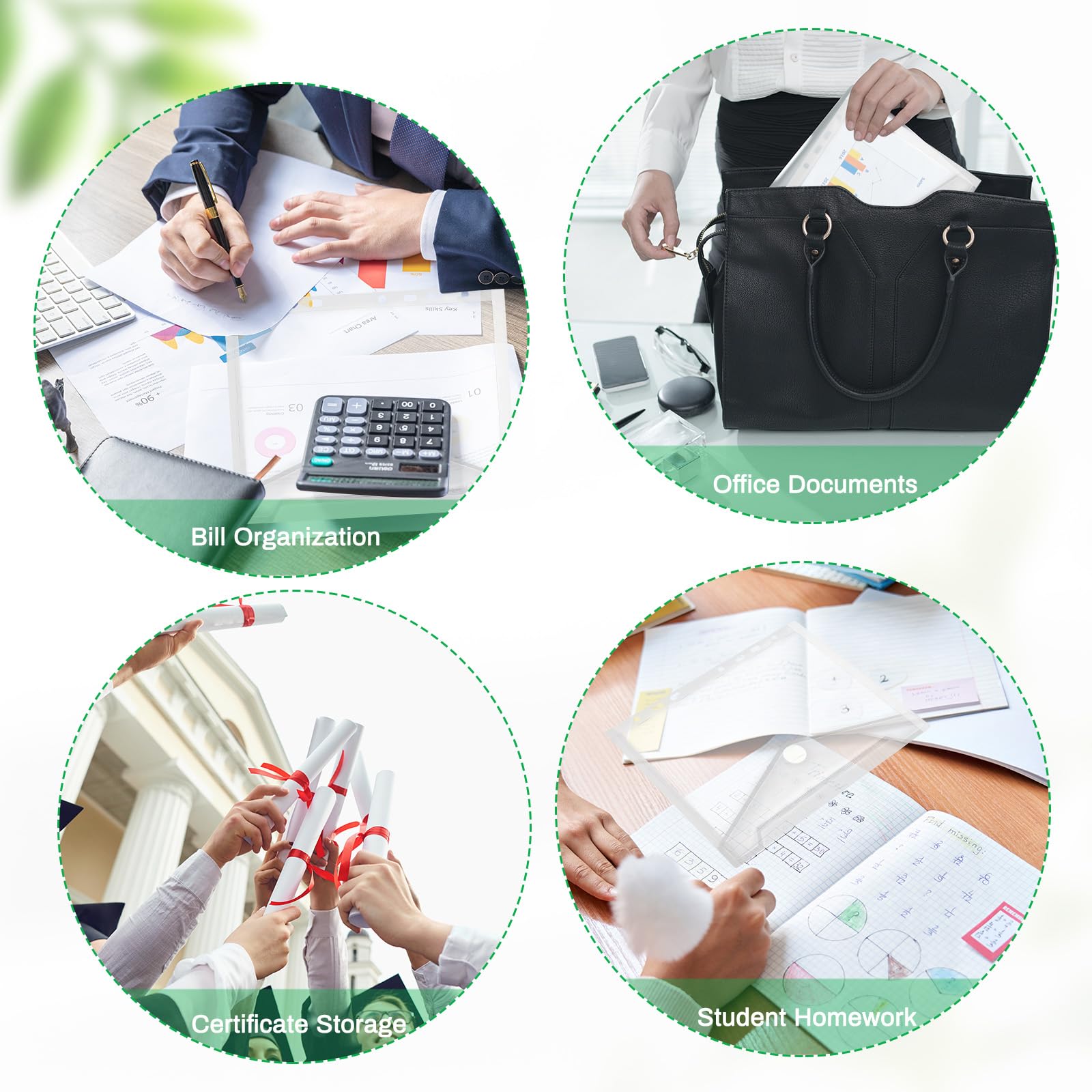 20 pcs carpetas sobre plástico A5,Carpeta documentos A5,Plástico transparente carpetas sobre,Para guardar documentos y recibos