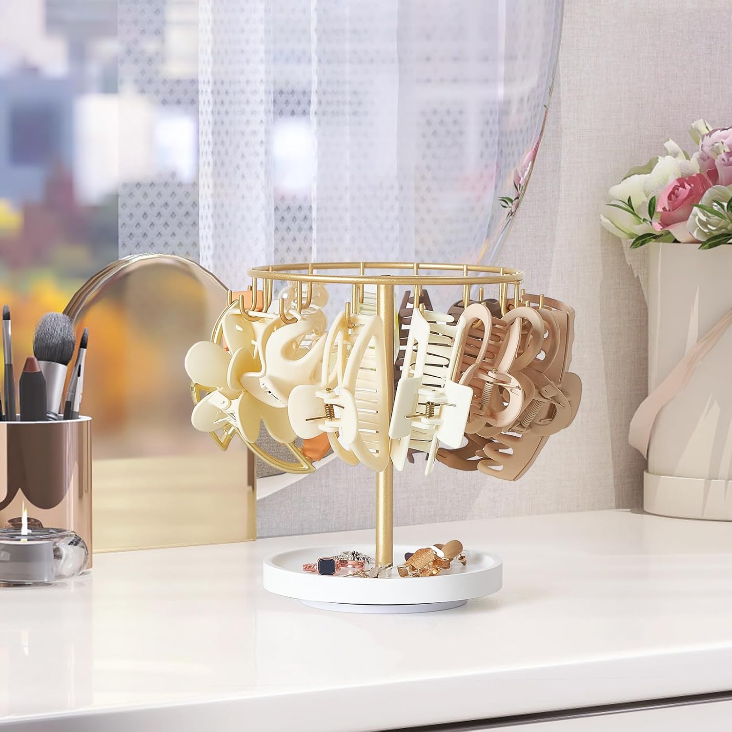 Dahey 360 Degree Rotating Claw Clip Organizer Hair Clip Holder for Girls