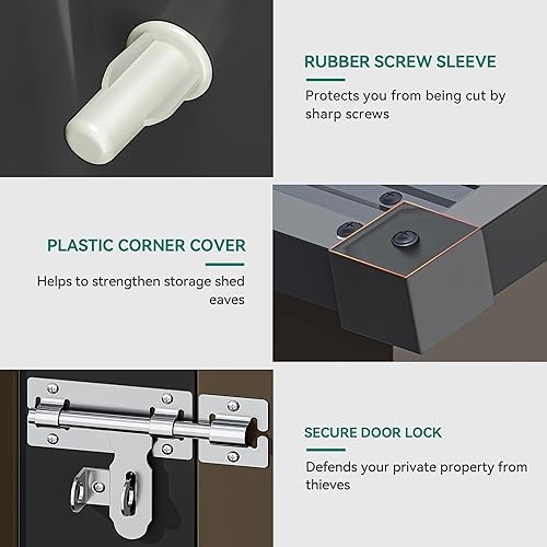 Miniatura 6 de DWVO Cobertizo de almacenamiento al aire libre de 5 x 3 pies, cobertizos de herramientas de metal resistente con puerta individual con cerradura y