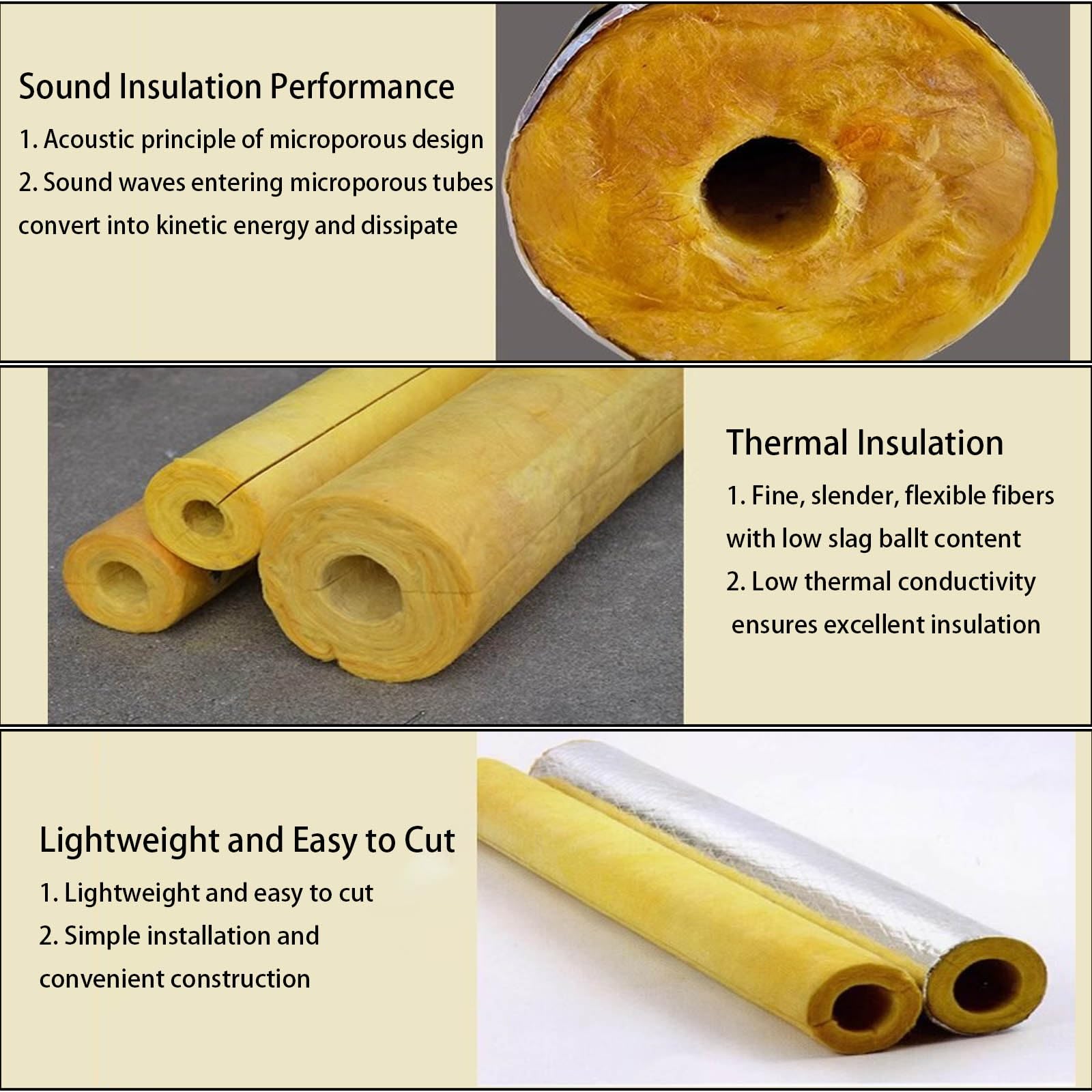Isolation De Tuyau Anti-Gel Et Calorifuge Tuyau D'isolation En Papier D'aluminium Semi-Fendue Manchon Isolant Isolation Tuyaux Chauffage Flexible Pour Équipement De Chauffage(ID76xT30mm)
