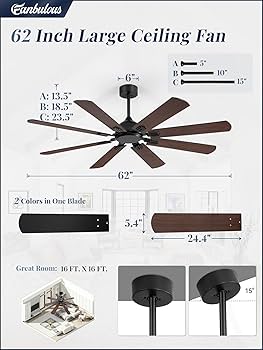 Amazon.com: Fanbulous 62 Inch Ceiling Fans No Light with Remote Amazon.com: Fanbulous 62 Inch Ceiling Fans No Light with Remote