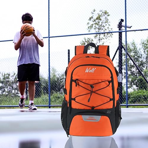 Miniatura 6 de WOLT - Mochila de baloncesto grande con soporte separado para pelotas y compartimento para zapatos, para baloncesto, fútbol, gimnasio