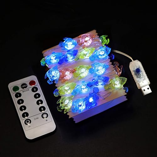 Miniatura 2 de Peces Tropicales Luces Decorativas de Cadena, 18.7 Pies 40 LED USB Plug-in Cable de Cobre Plateado Tema de Playa Luces de Hadas para Proyectos de