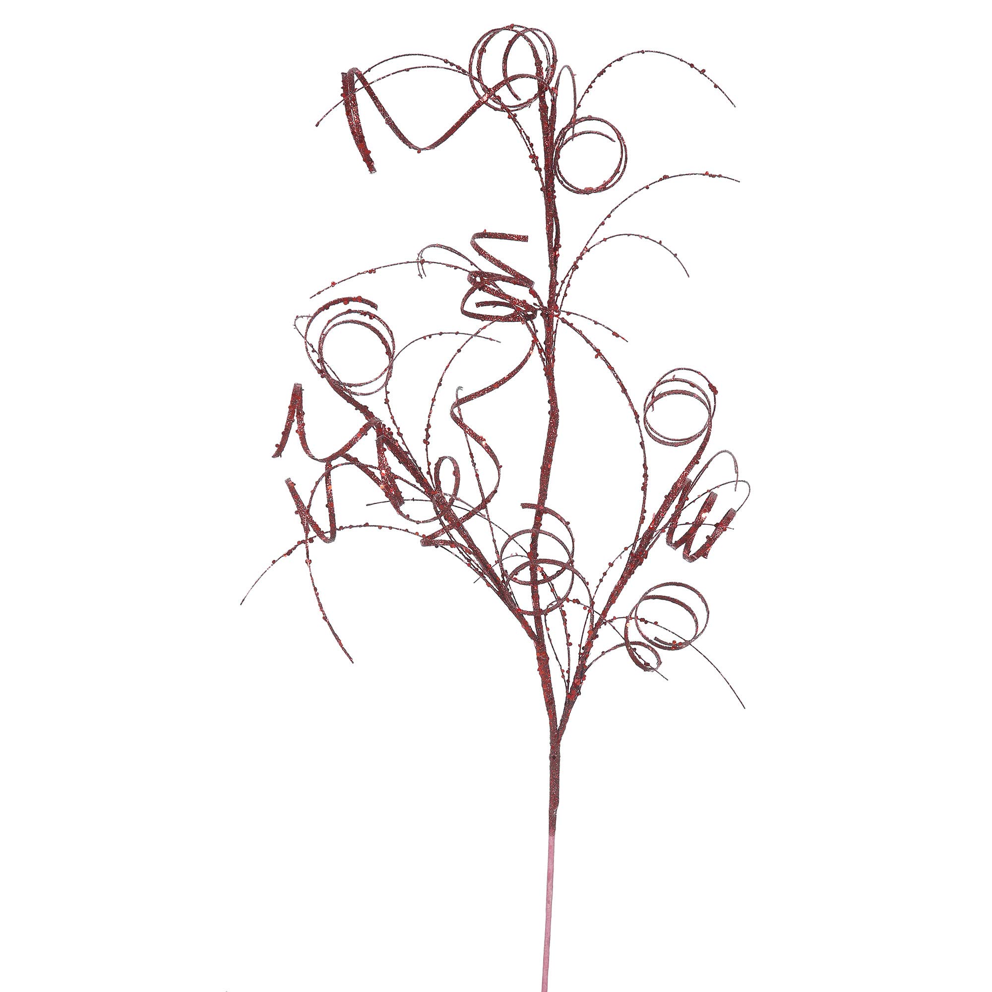 Vickerman 35" Burgundy Glitter Curly Artificial Christmas Spray. Includes 6 Sprays per Pack.