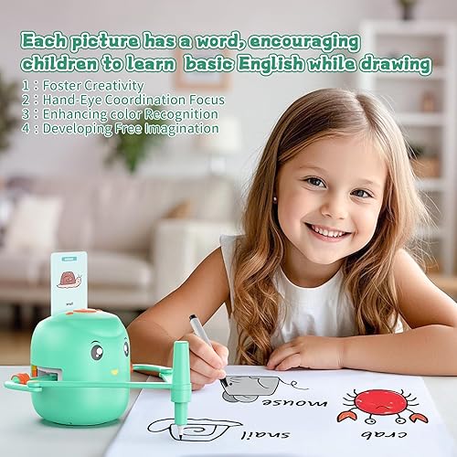 Miniatura 3 de Robot de dibujo educativo interactivo para niños, juguete de aprendizaje Montessori con 150 tarjetas de palabras, interacción de voz, a partir de 5