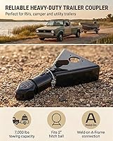 Vista 2 de Acoplador de remolque de marco en A forjado de 2 pulgadas con pestillo de gatillo SAE Clase IV 7000 libras para remolque RV, barco, cámper (negro)