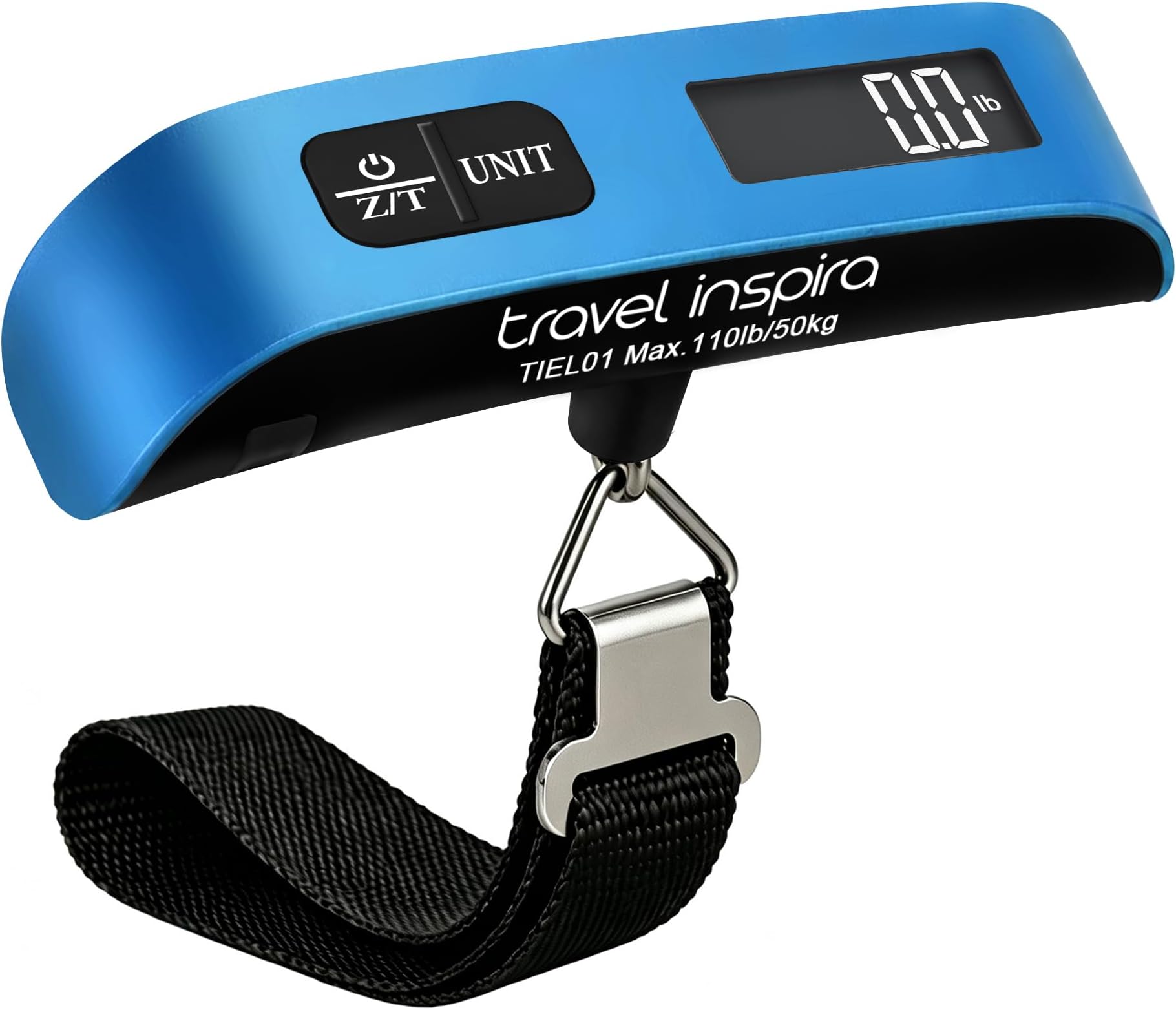 travel inspira Digital Luggage Scale – Portable Hanging Suitcase Weight Scale for Travel, 110 lb Capacity, Backlit LCD Display, Prevents Airport Overweight Fees, Battery Included