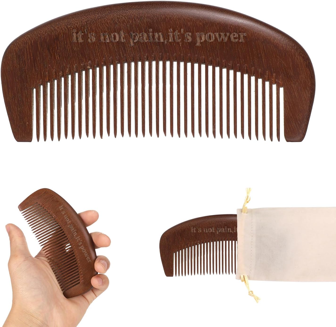 Labour Comb, Wooden Birth Comb for Labor Pain Sandalwood Natural Wave Birthing Comb Labor and Delivery Relief Essentials Pregnancy Gift for Pregnant Women, with Cloth Bag