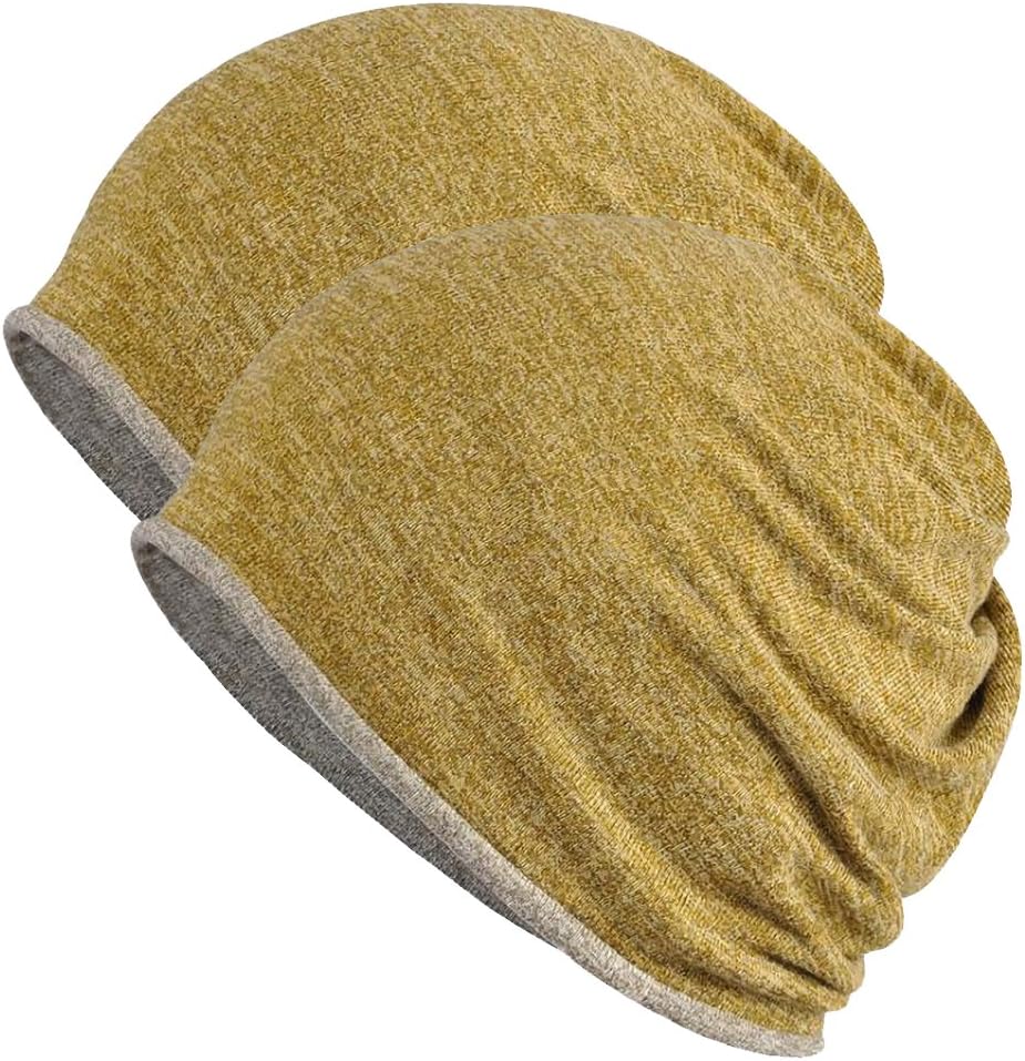2 Pack Multifunction Slouchy Beanie for Jogging, Cycling