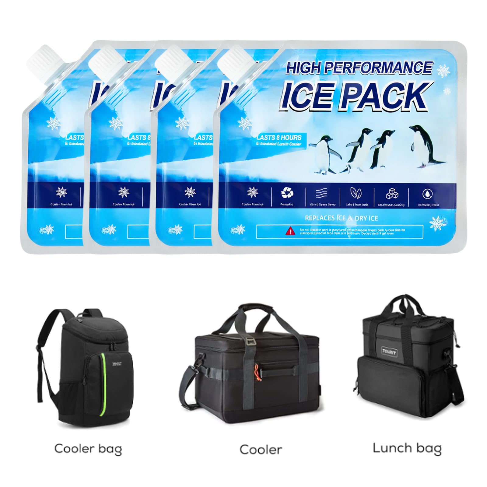 Everlasting Ice RX - Paquetes de hielo reutilizables para enfriador (paquete de 4) hasta 48 horas, paquetes de congelador para enfriadores y loncheras, pequeño