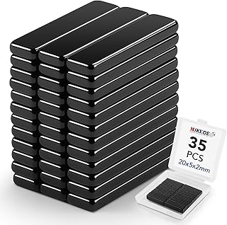 MIKEDE 35 Pcs Small Bar Neodymium Magnets, 20x5x2 mm Rectangular Rare Earth Magnets for Crafts, Heavy Duty for Refrigerator, Tool Storage, Whiteboard, DIY