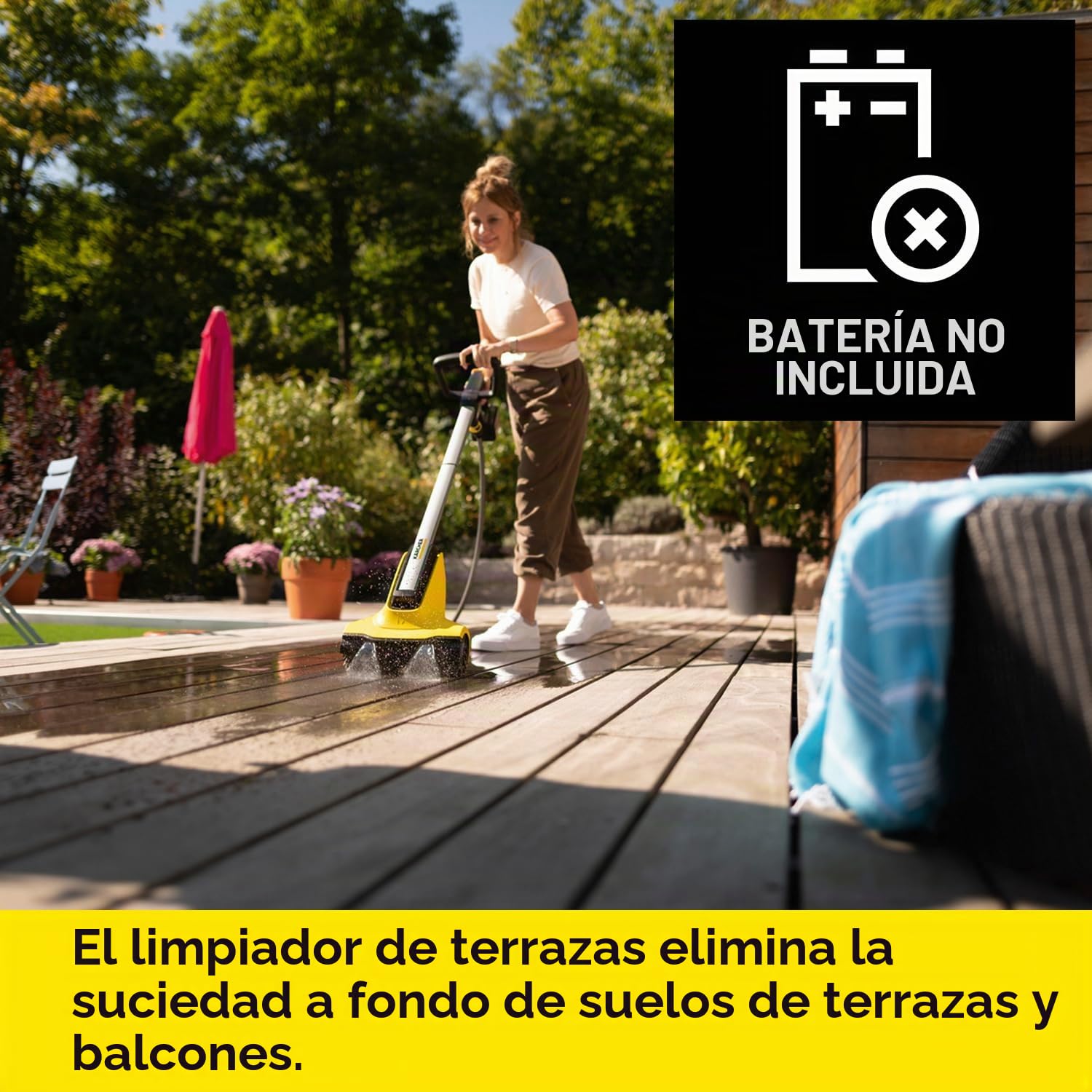 Kärcher Limpiadora de terrazas PCL 3-18 a batería 18 V, presión: 10 bar, consumo de agua a 4 bar: máx. 180 l/h, rendimiento: 20-40 m2, compatible con baterías 18 V de Kärcher, sin batería